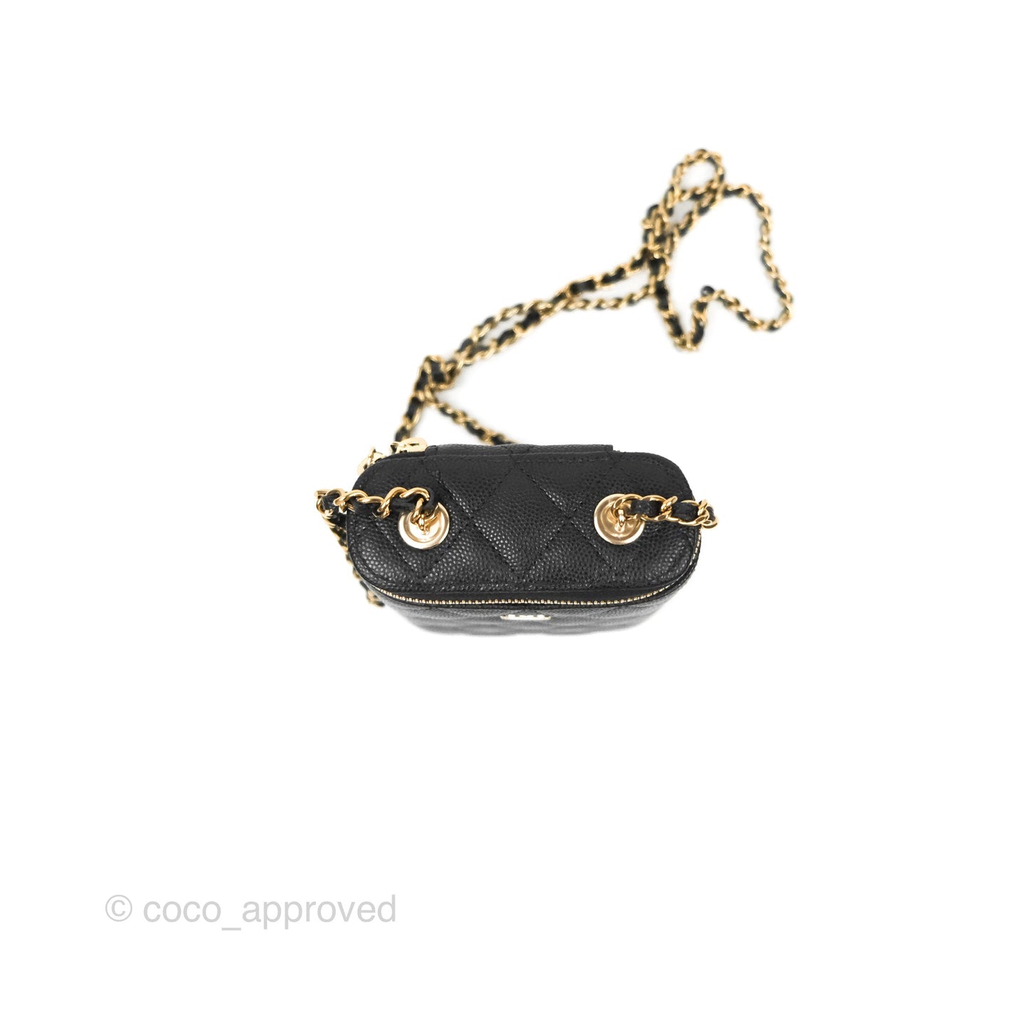 Chanel Classic Mini Vanity With Chain Black Caviar Gold Hardware