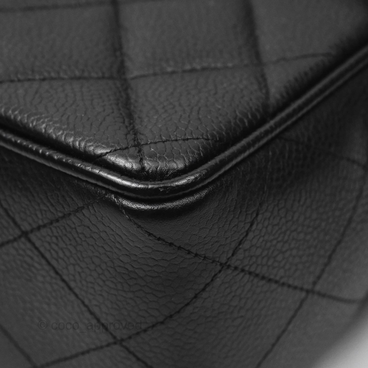Chanel Vintage Jumbo Single Flap Black Caviar 24K Gold Hardware