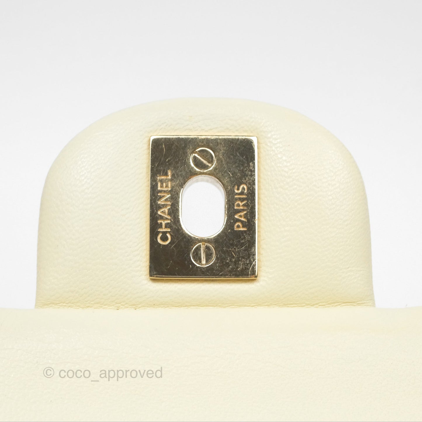 Chanel Medium Classic Flap Quilted Pale Yellow Lambskin Gold Hardware