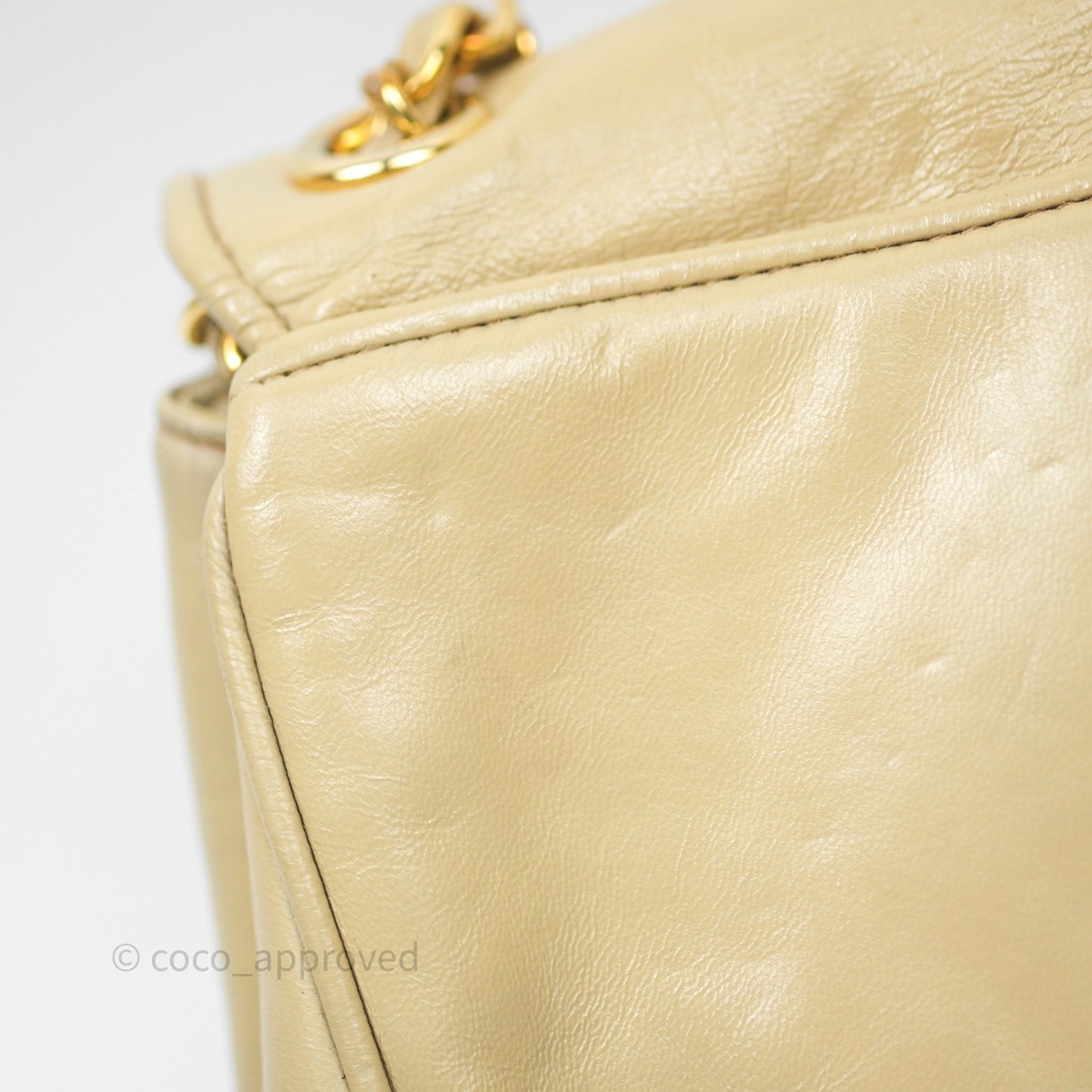 Chanel Vintage CC Flap Bag Beige Lambskin Gold Hardware