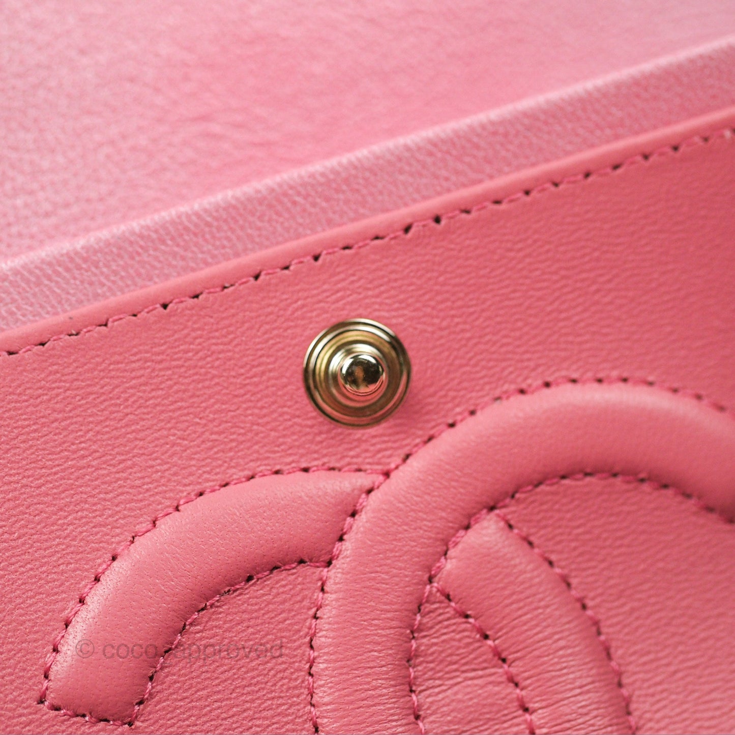 Chanel Classic M/L Medium Flap Quilted Pink Cloudy Pearly Goatskin Gold Hardware 23S
