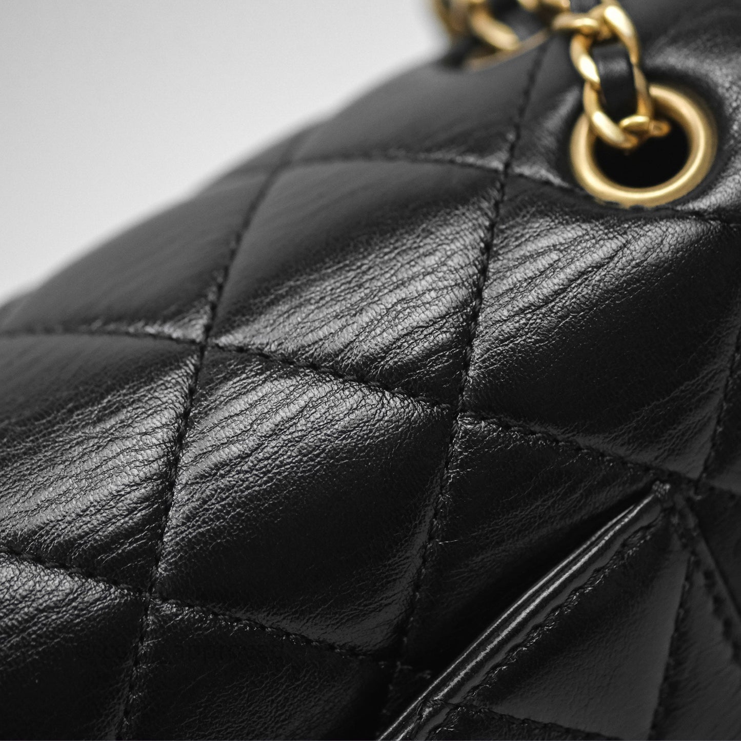 Chanel Quilted Flap Bag Black Lambskin Aged Gold Hardware 22P