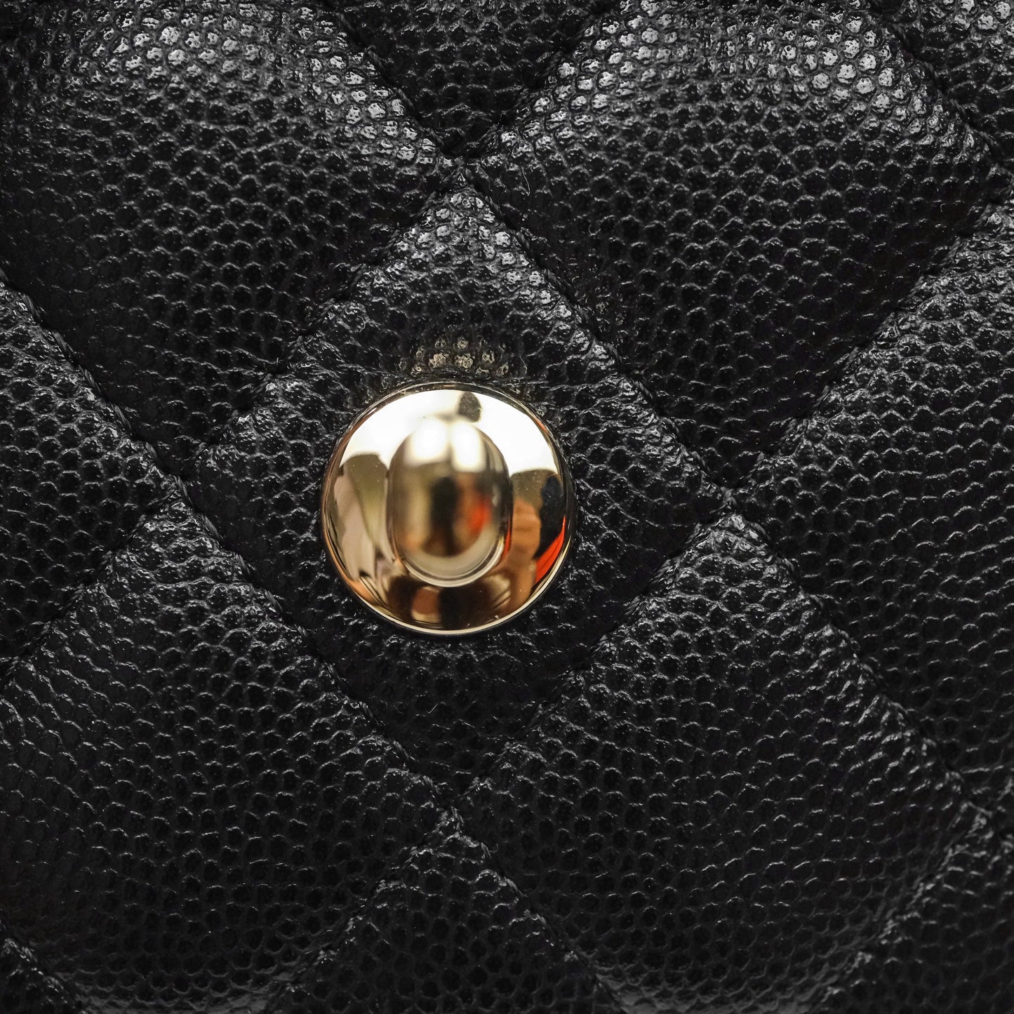 Chanel Nano Coco Handle Clutch Quilted Black Caviar Gold Hardware