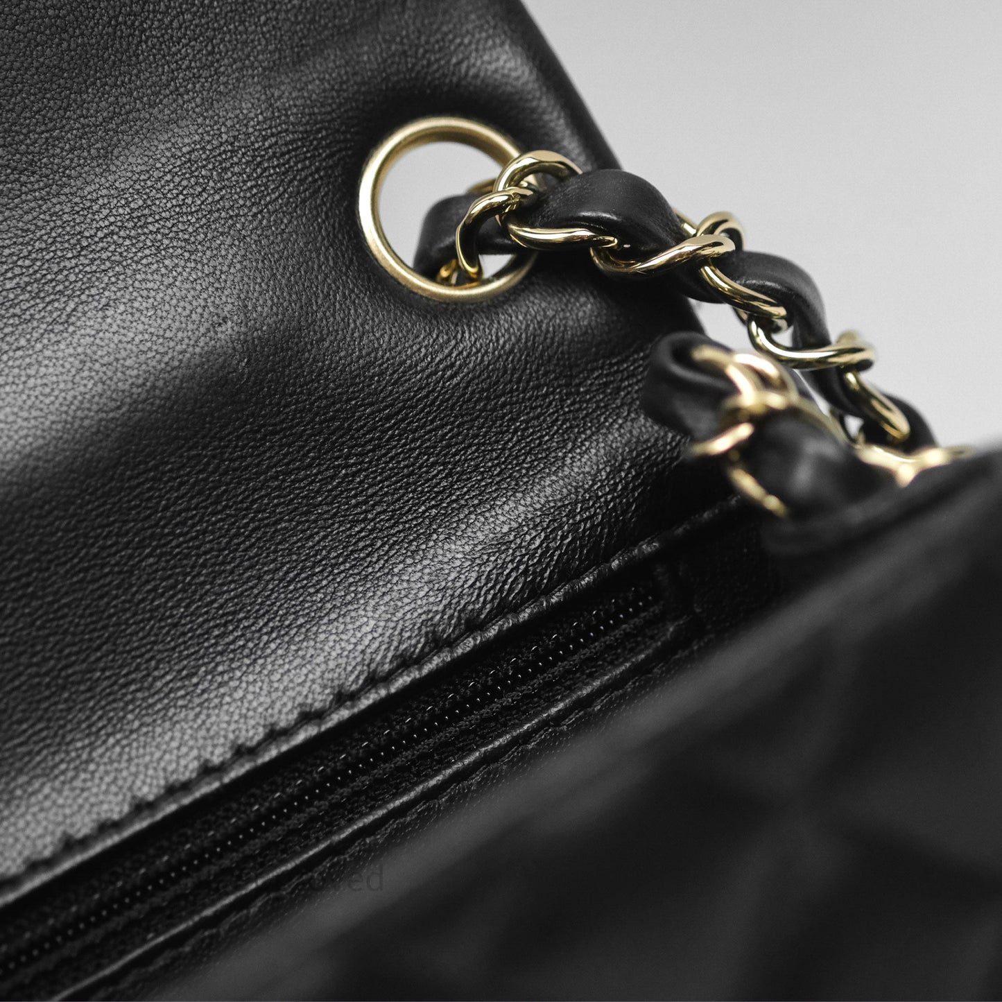 Chanel Mini Square Flap Quilted Black Lambskin Gold Hardware