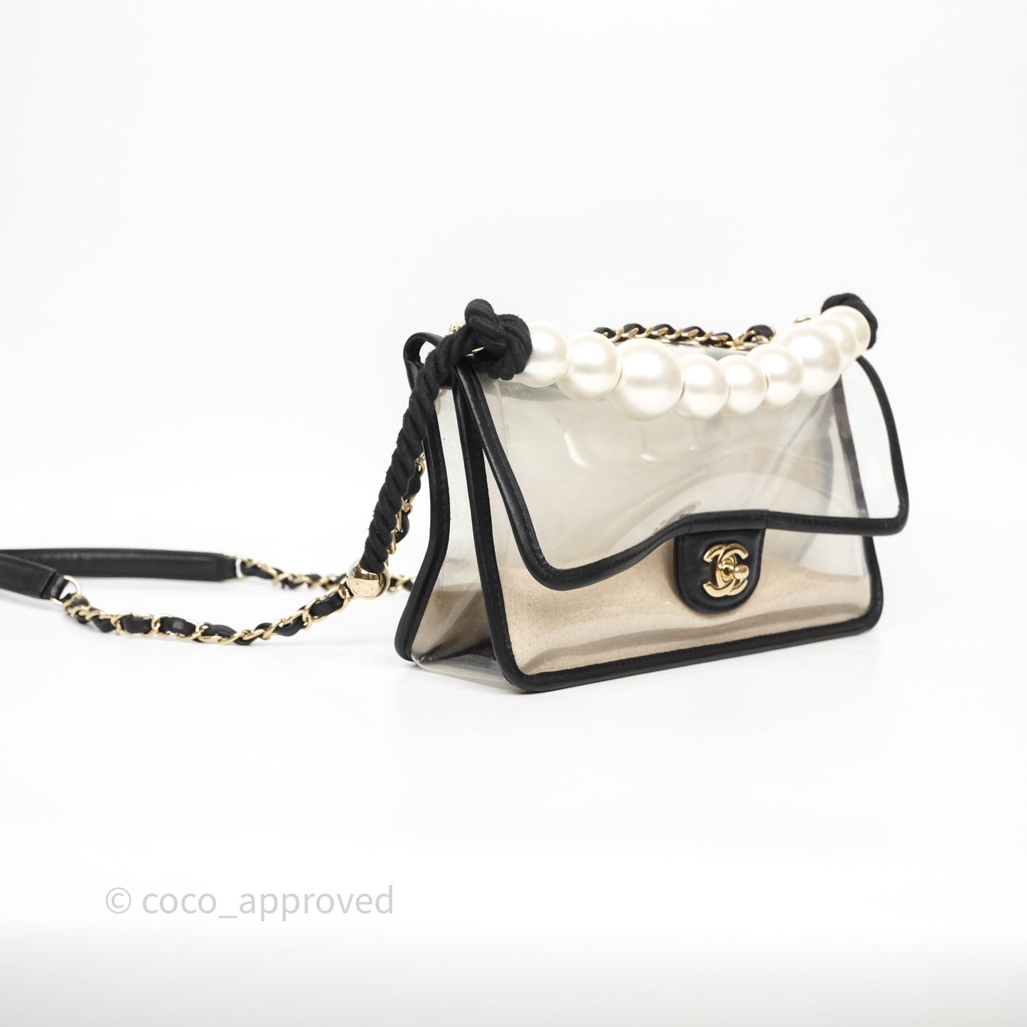 Chanel Medium Sand By The Sea PVC Flap Black Lambskin Gold Hardware