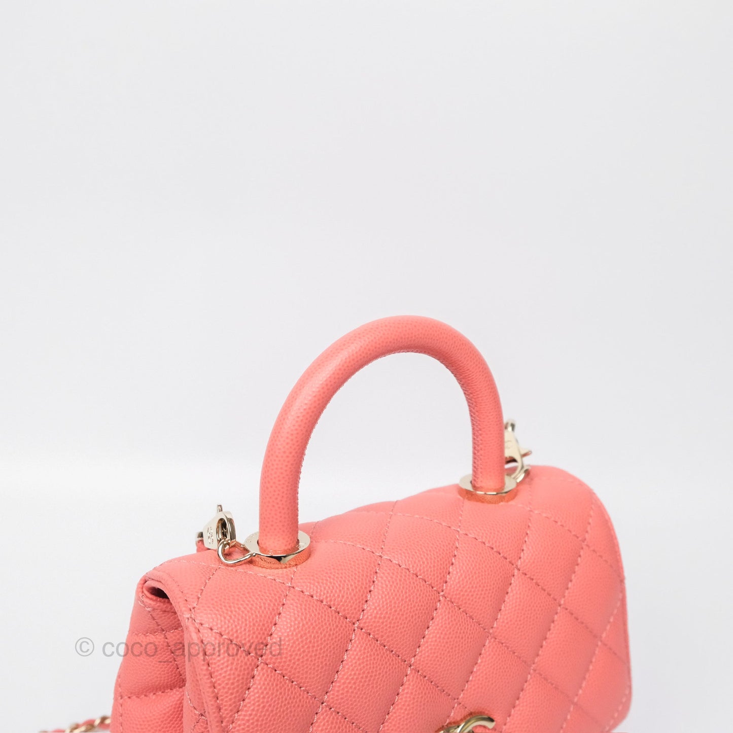 Chanel Mini Coco Handle Quilted Pink Caviar Gold Hardware