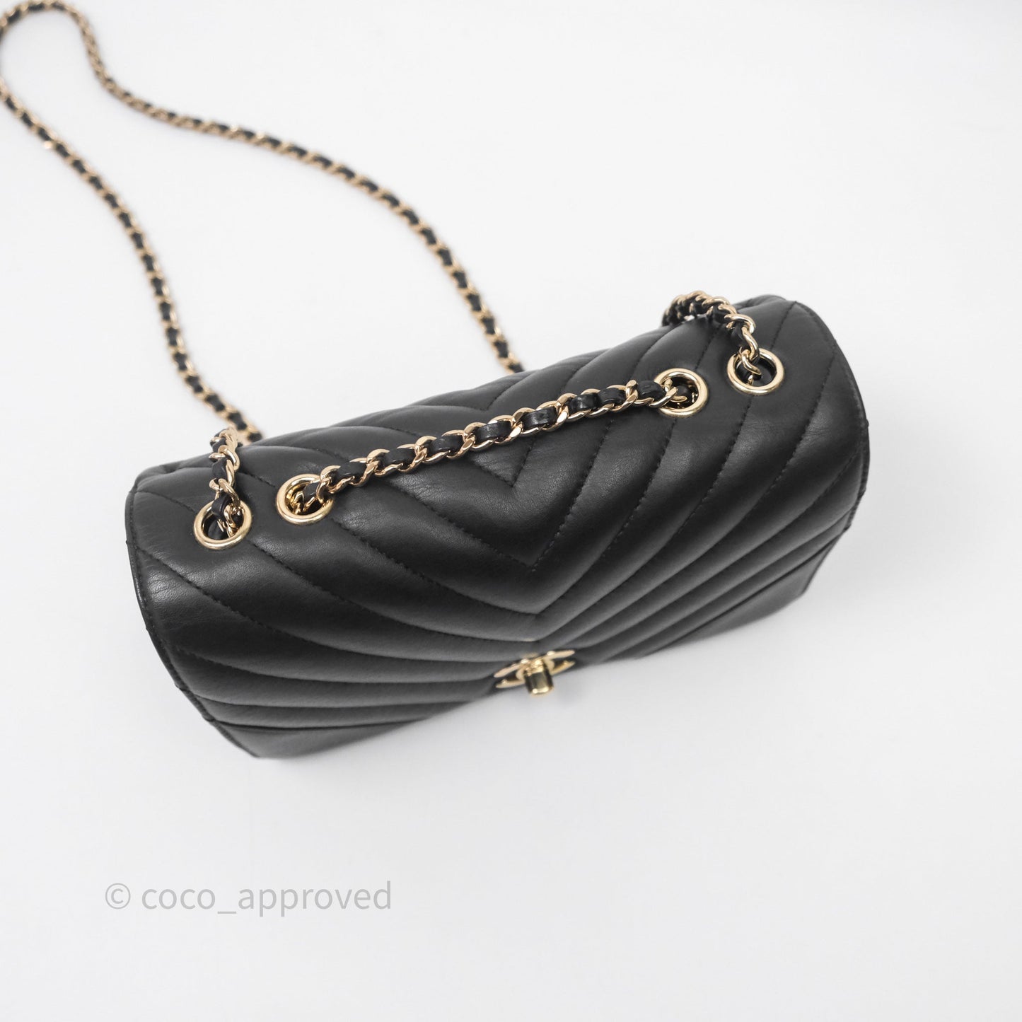 Chanel Small Statement Chevron Flap Bag Black Gold Hardware