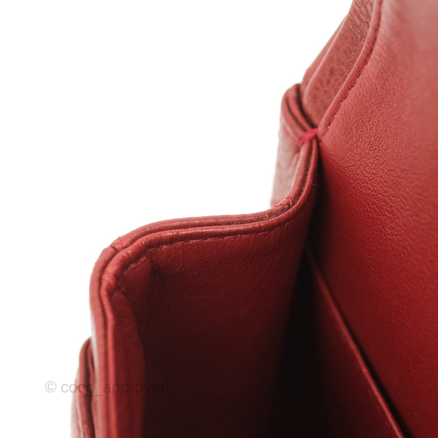 Chanel Classic M/L Medium Double Flap Dark Red Caviar Silver Hardware