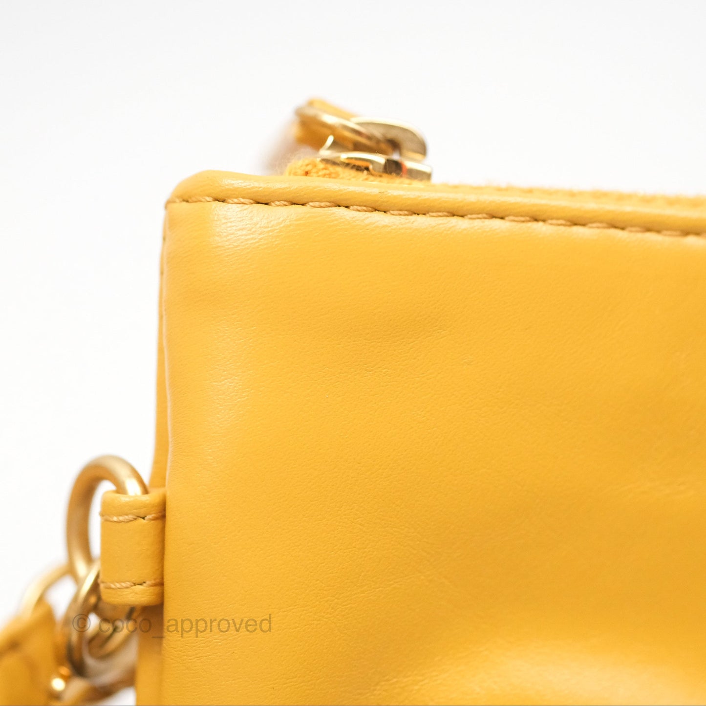 Chanel 22 Small Mustard Yellow Shiny Aged Calfskin Aged Gold Hardware