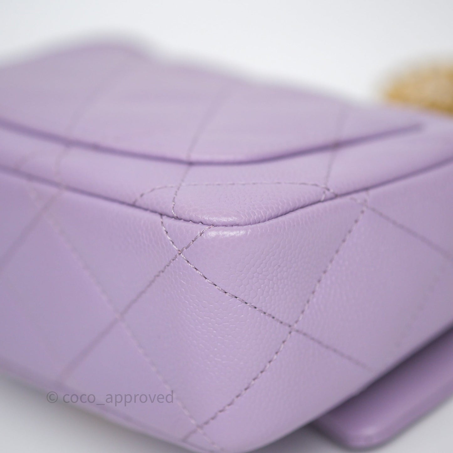 Chanel Heart Crush Mini Flap Bag Lilac Purple Caviar Aged Gold Hardware