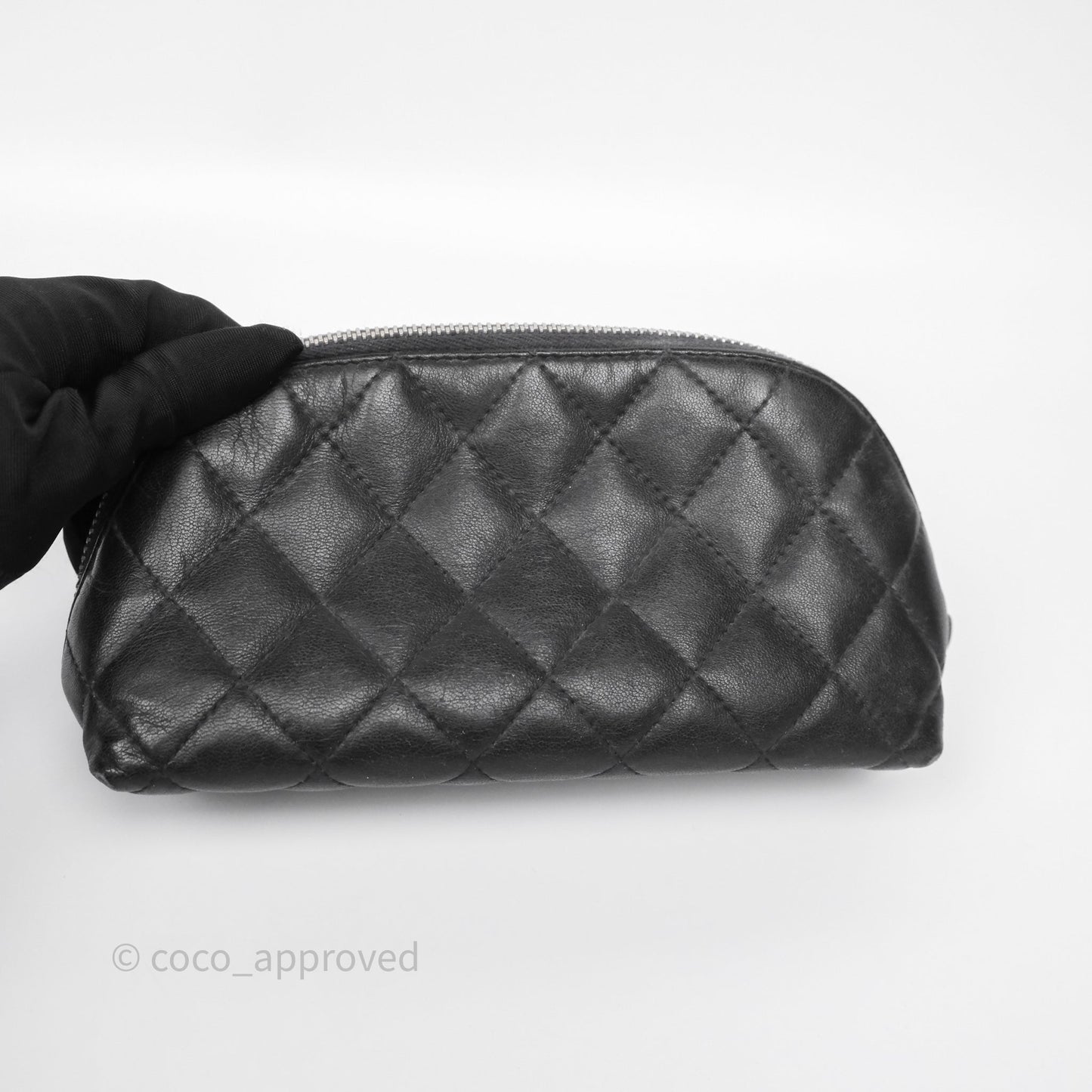 Chanel Cosmetic Case Black Calfskin Silver Hardware