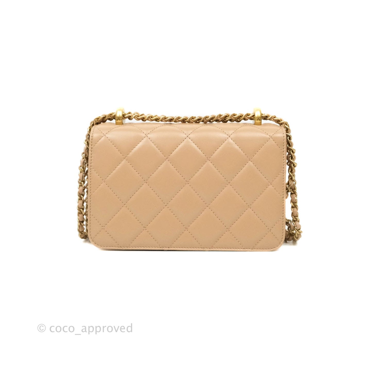 Chanel Quilted Mini Perfect Fit Adjustable Beige Calfskin Gold Hardware 21A