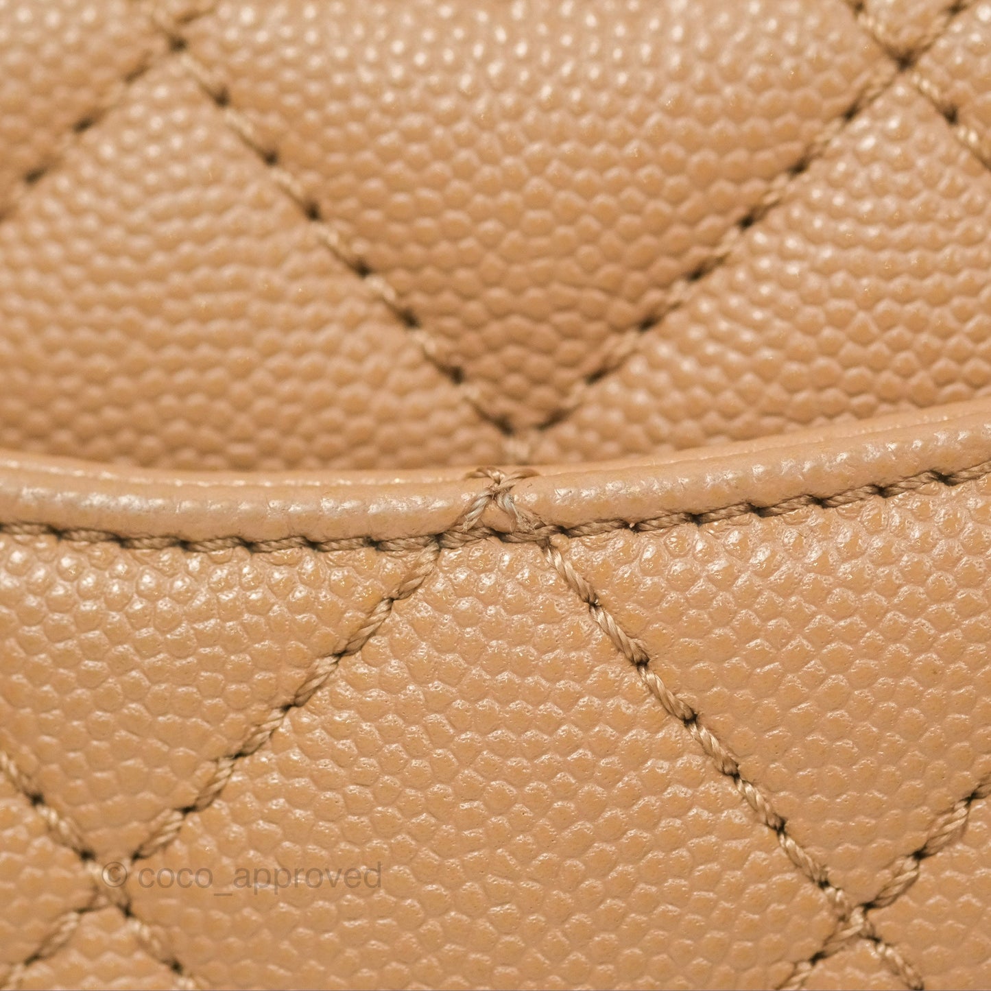 Chanel Mini Coco Handle Quilted Beige Caviar Gold Hardware
