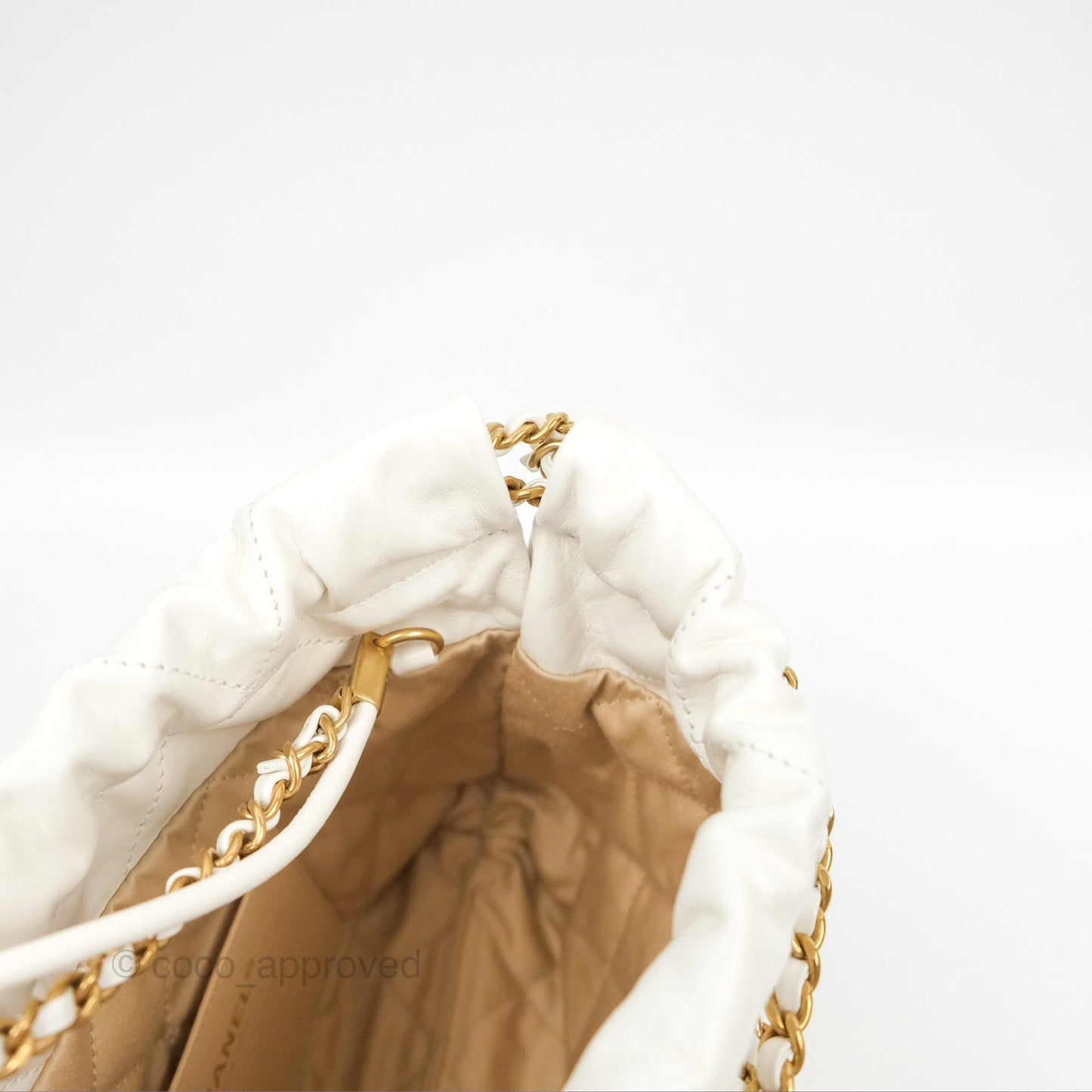 Chanel 22 Mini Bag White Crumpled Calfskin