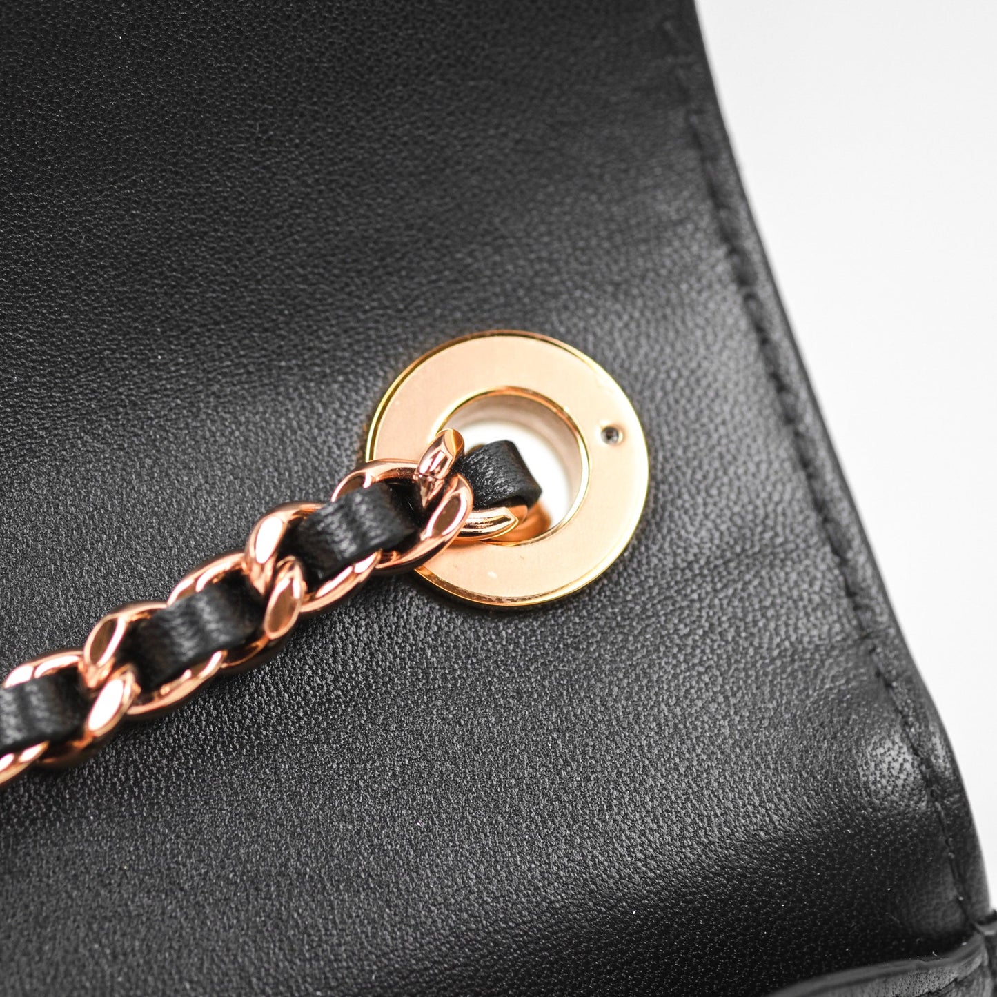 Chanel Mini Quilted Trendy CC Clutch With Chain Black Lambskin Rose Gold Hardware