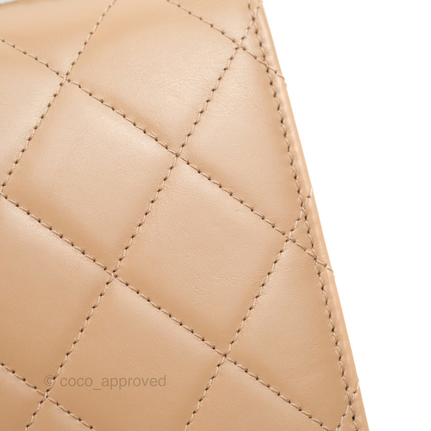 Chanel Quilted Perfect Fit Adjustable Beige Calfskin Gold Hardware 21A