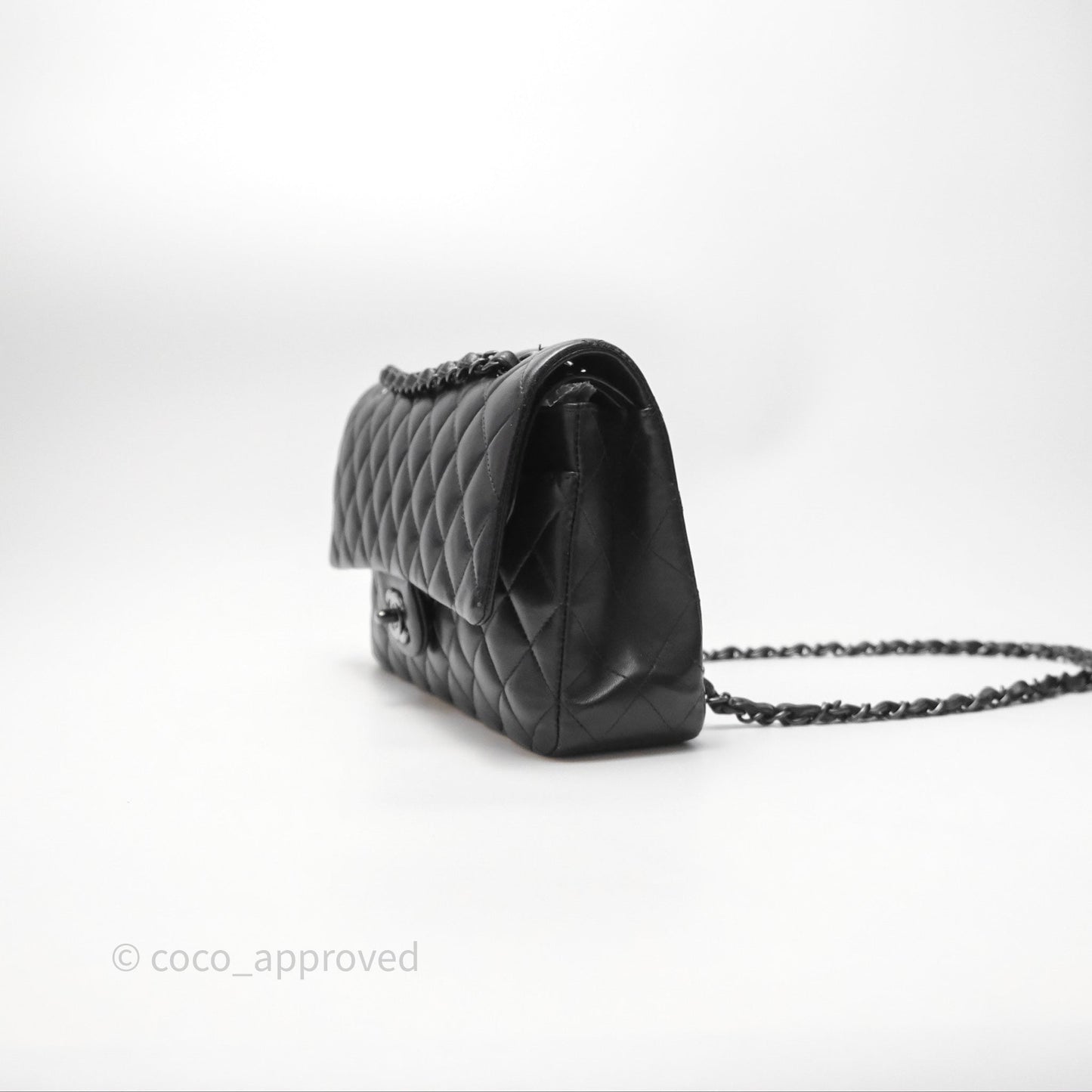 Chanel Classic Quilted M/L Medium Double Flap So Black Lambskin