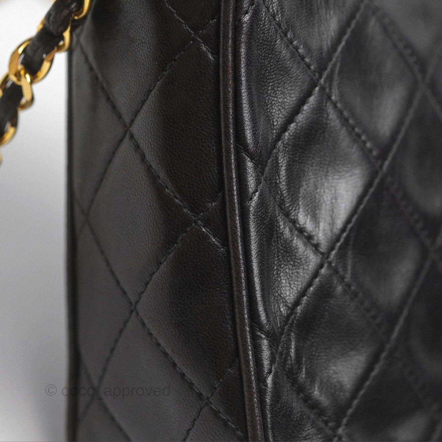 Chanel Vintage Small Camera Bag Black Lambskin Gold Hardware