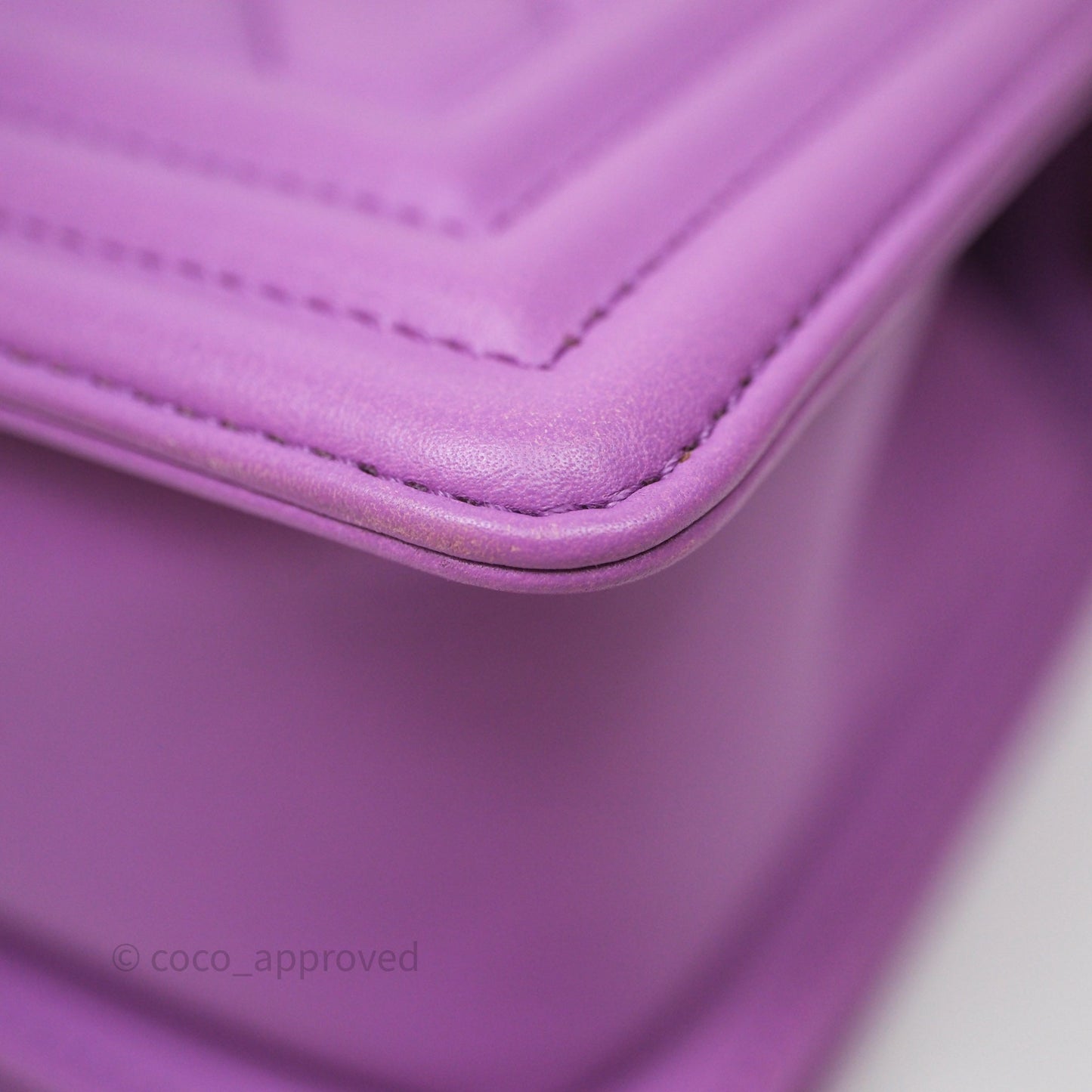 Chanel Chevron Small Boy Purple Calfskin Gold Hardware