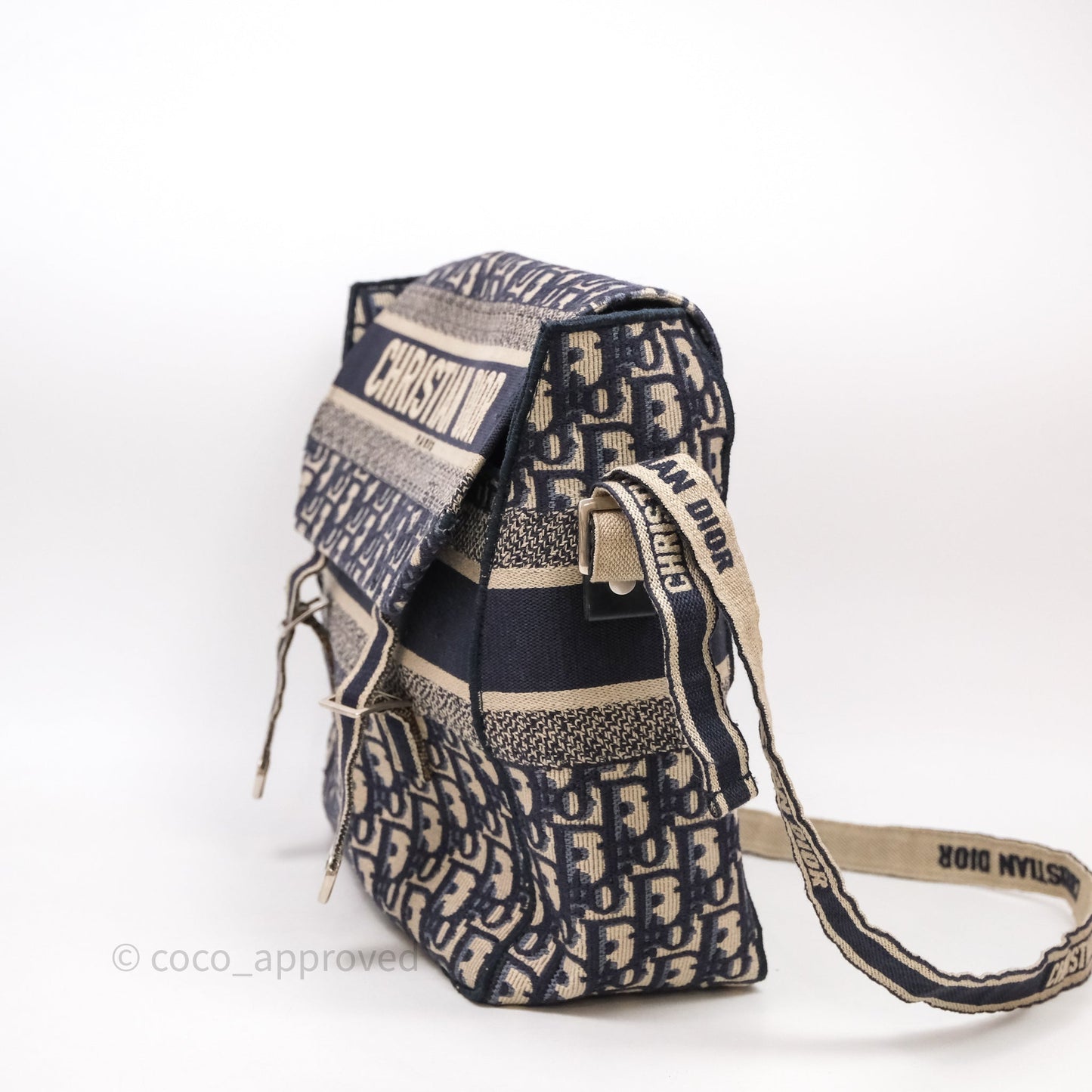 Christian Dior Medium DiorCamp Messenger Bag Oblique Embroidery Blue
