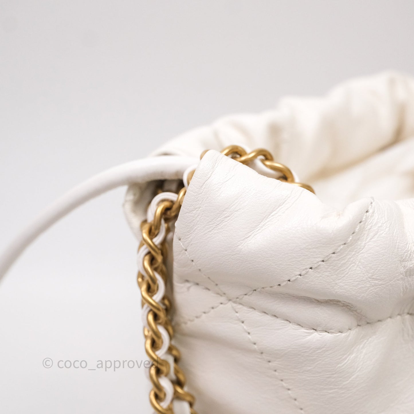 Chanel 22 Mini Bag White Calfskin Aged Gold Hardware