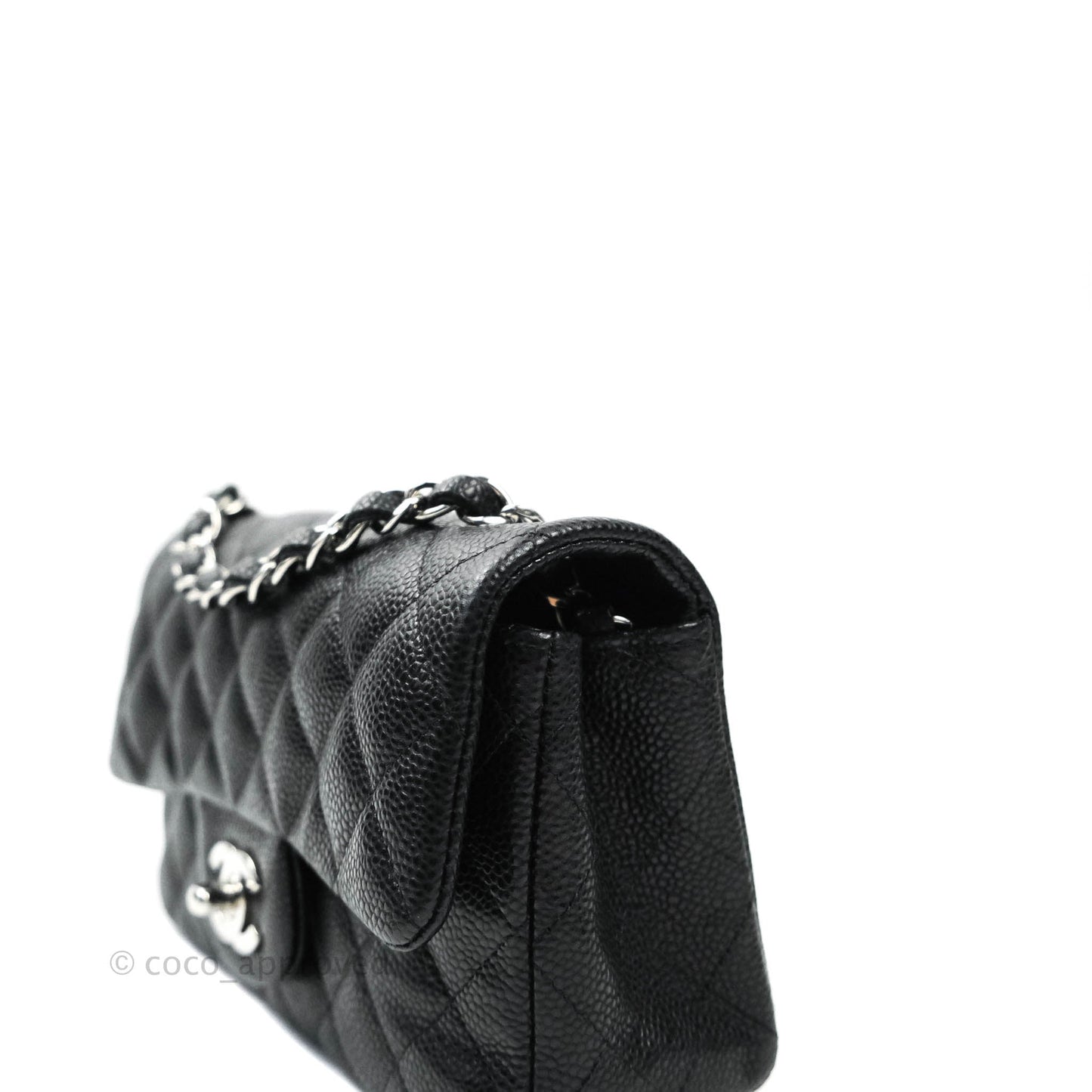 Chanel Classic Quilted Mini Rectangular Flap Black Caviar Silver Hardware