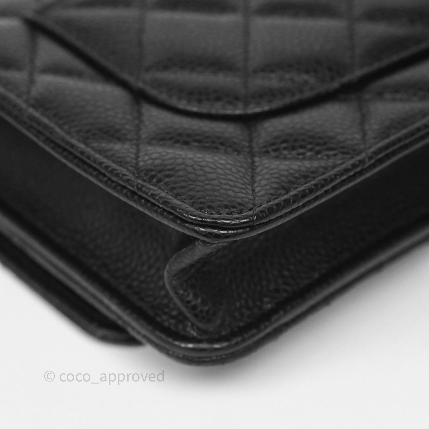 Chanel Classic Wallet On Chain WOC Quilted Black Caviar Silver Hardware