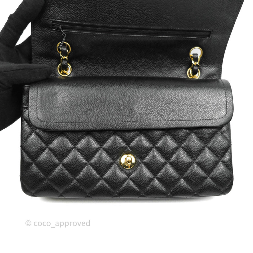 Chanel Classic Double Flap M/L Black Caviar Gold Hardware