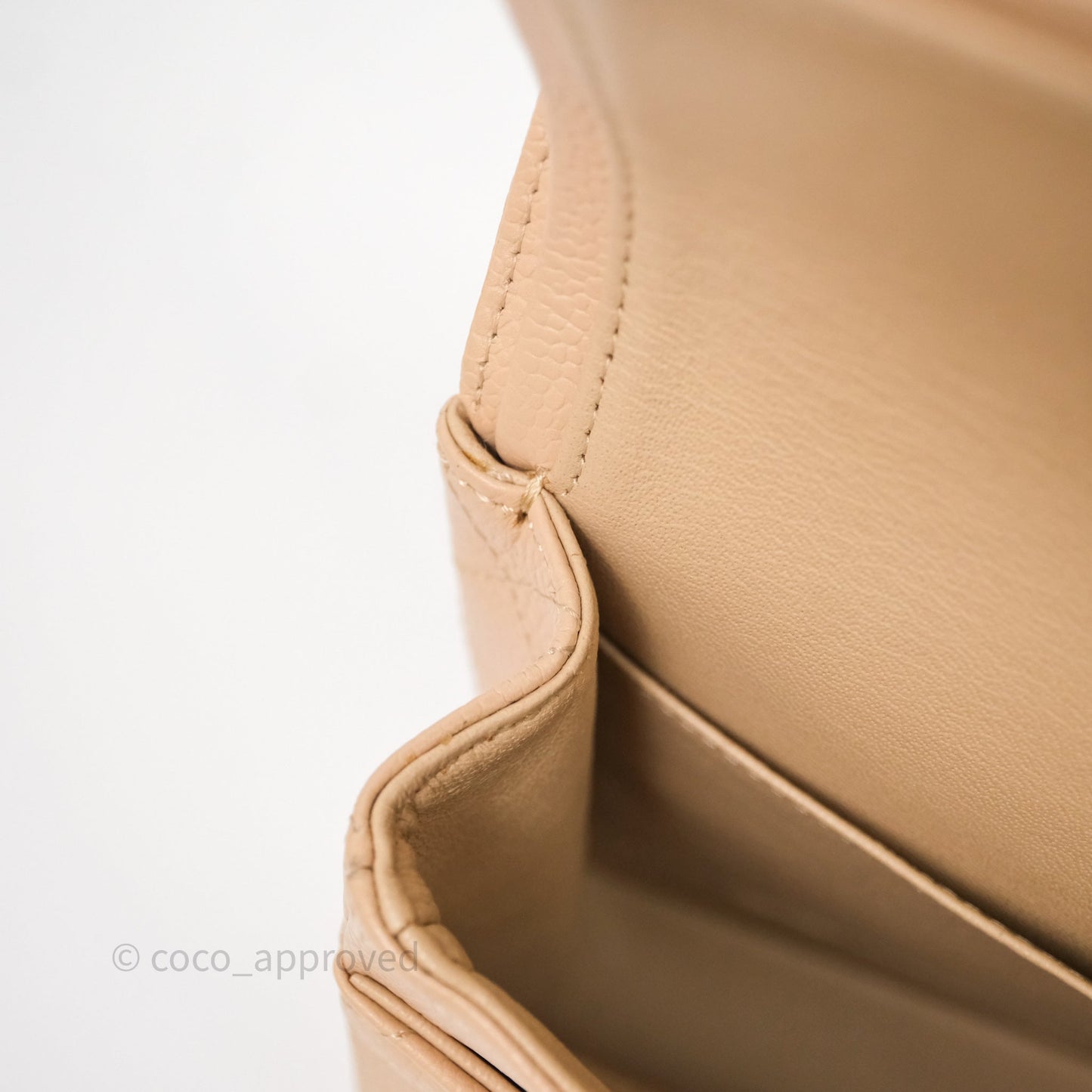 Chanel Classic M/L Medium Flap Quilted Beige Caviar Gold Hardware