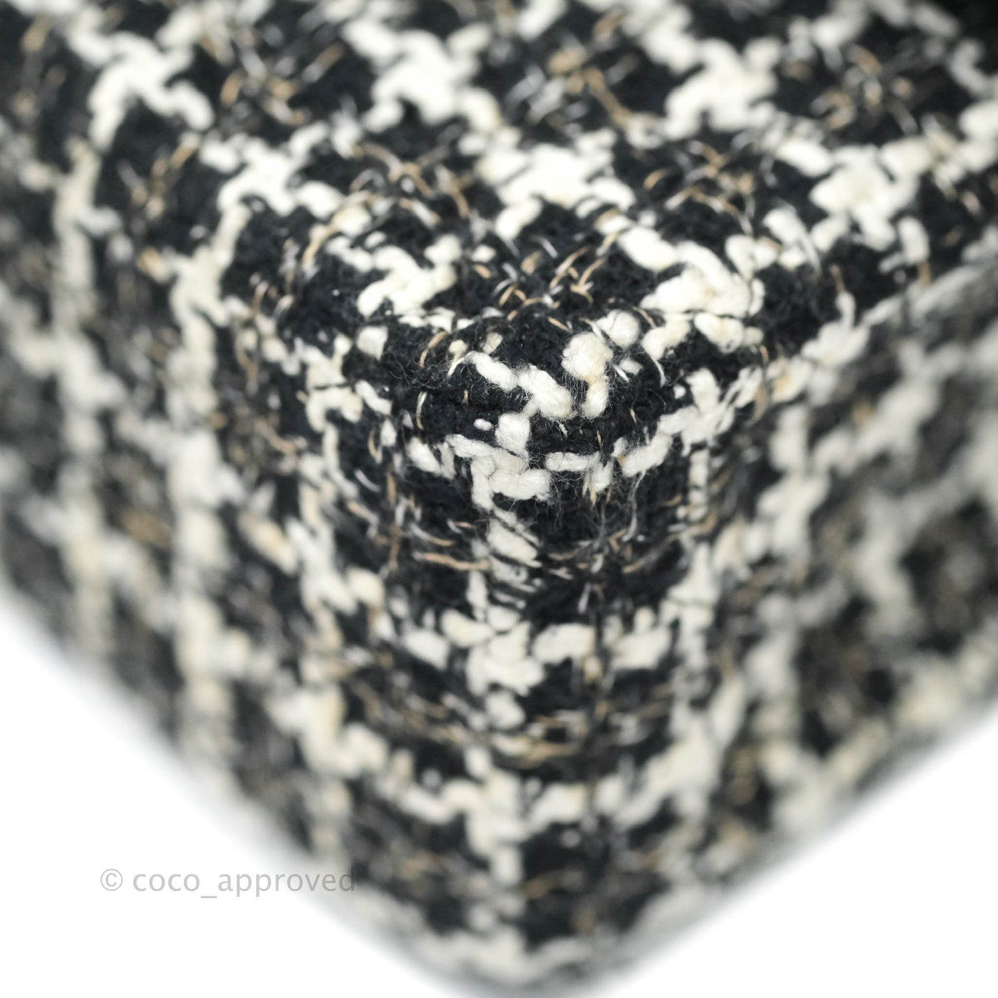 Chanel Classic M/L Medium Quilted Double Flap Bag Lambskin Tweed Black & White Silver Hardware