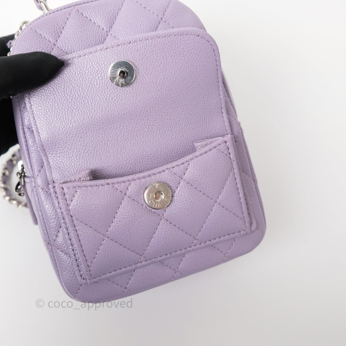 Chanel Classic Mini Backpack Lilac Caviar Silver Hardware