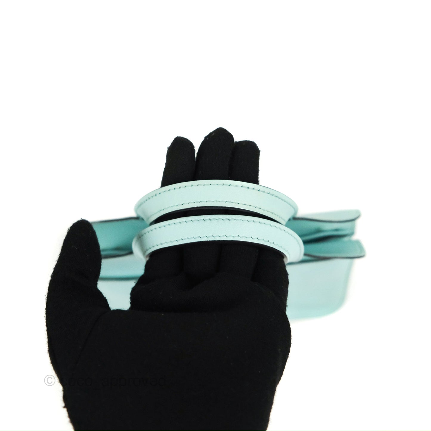 Hermès Halzan 22 Mini Aqua Swift Palladium Hardware