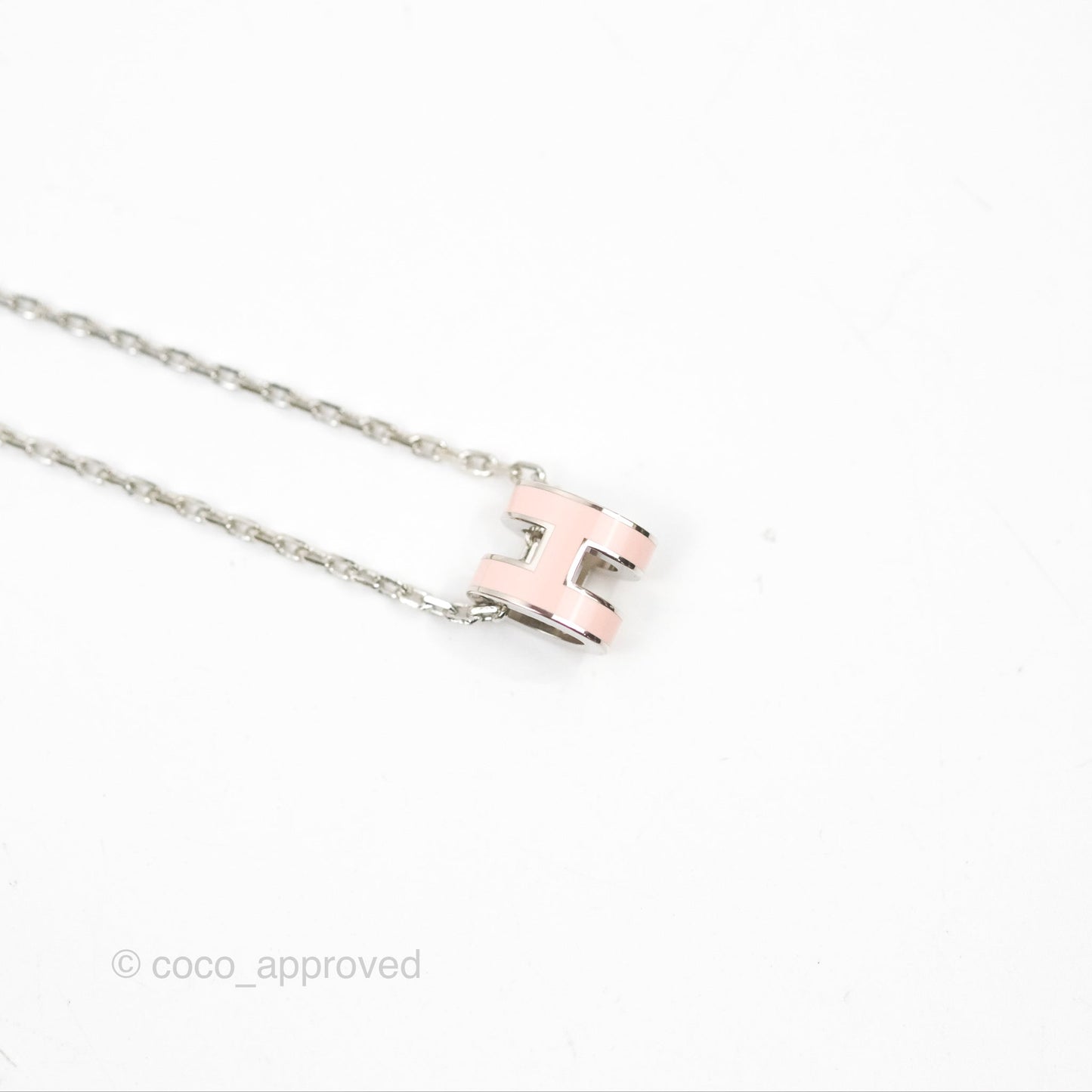 Hermès Mini Pop H Rose Dragee Pendant Necklace Palladium Hardware