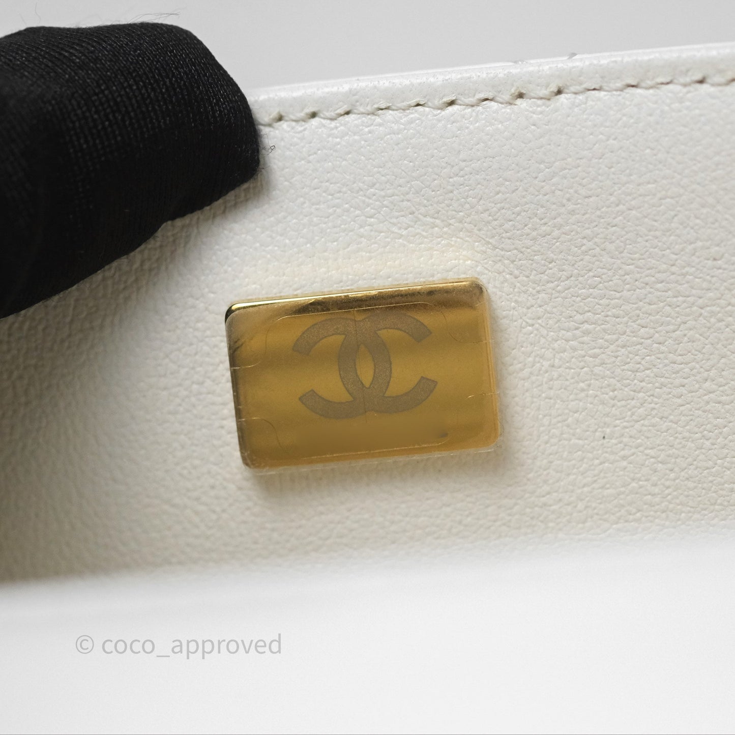 Chanel Crystals Top Handle Mini Rectangular Flap Bag White Lambskin Gold Hardware