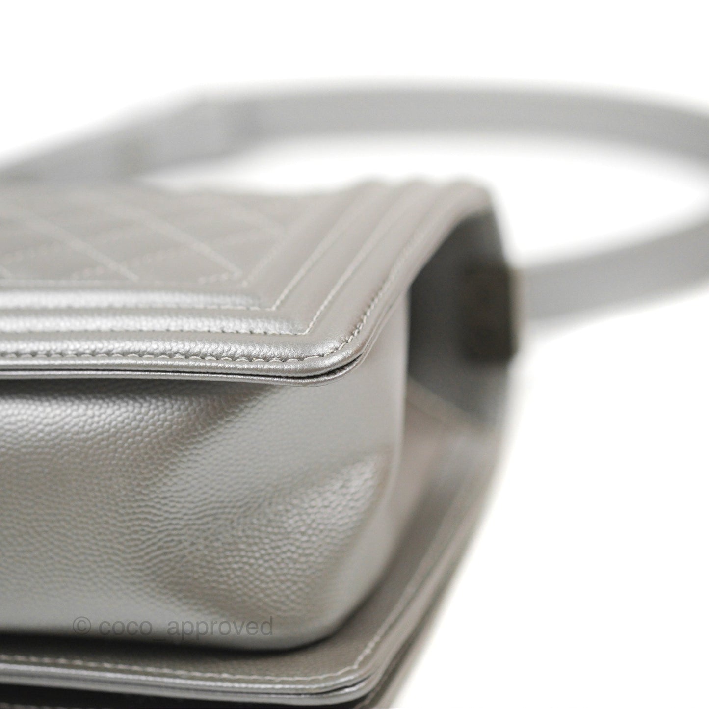 Chanel Quilted Medium Boy Silver Caviar Ruthenium Hardware