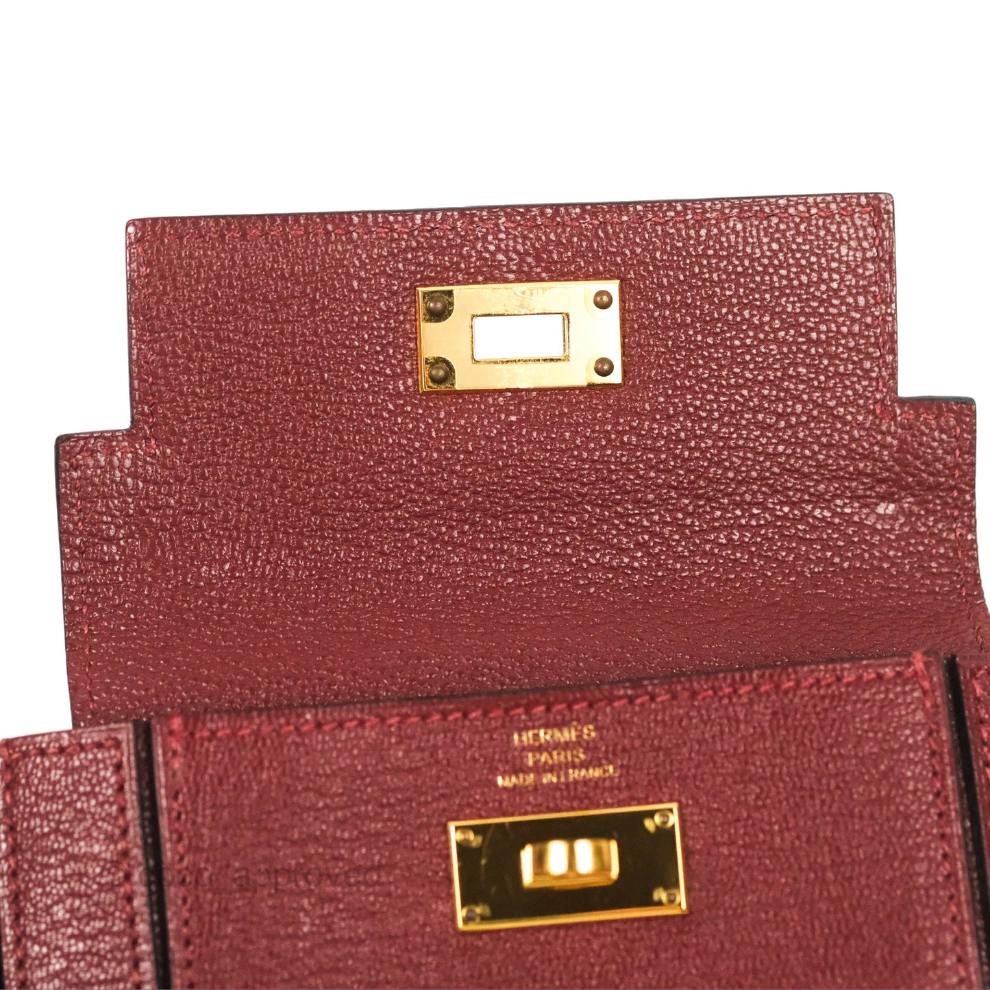 Hermès Kelly Pocket Compact Wallet Chevre Mysore Dark Red Gold Hardware