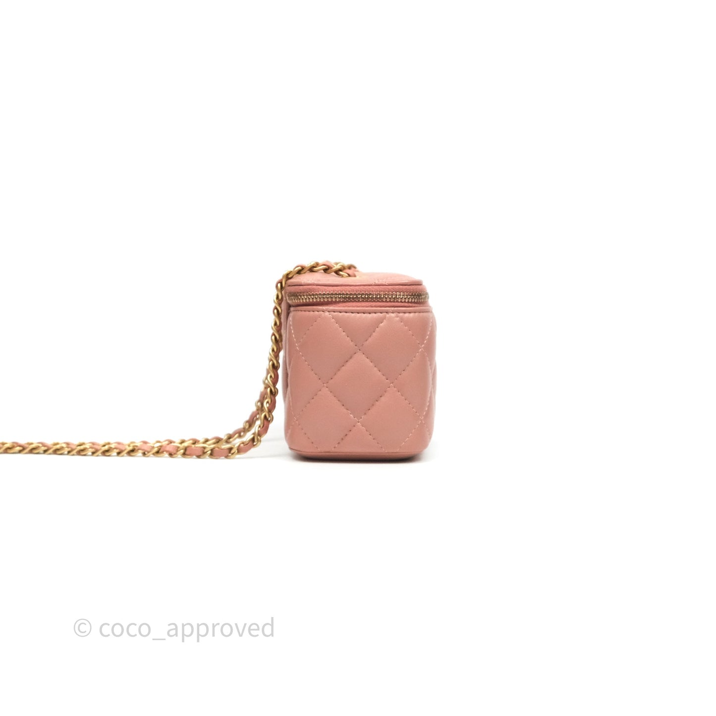 Chanel Mini Pearl Crush Vanity With Chain Pink Gold Hardware