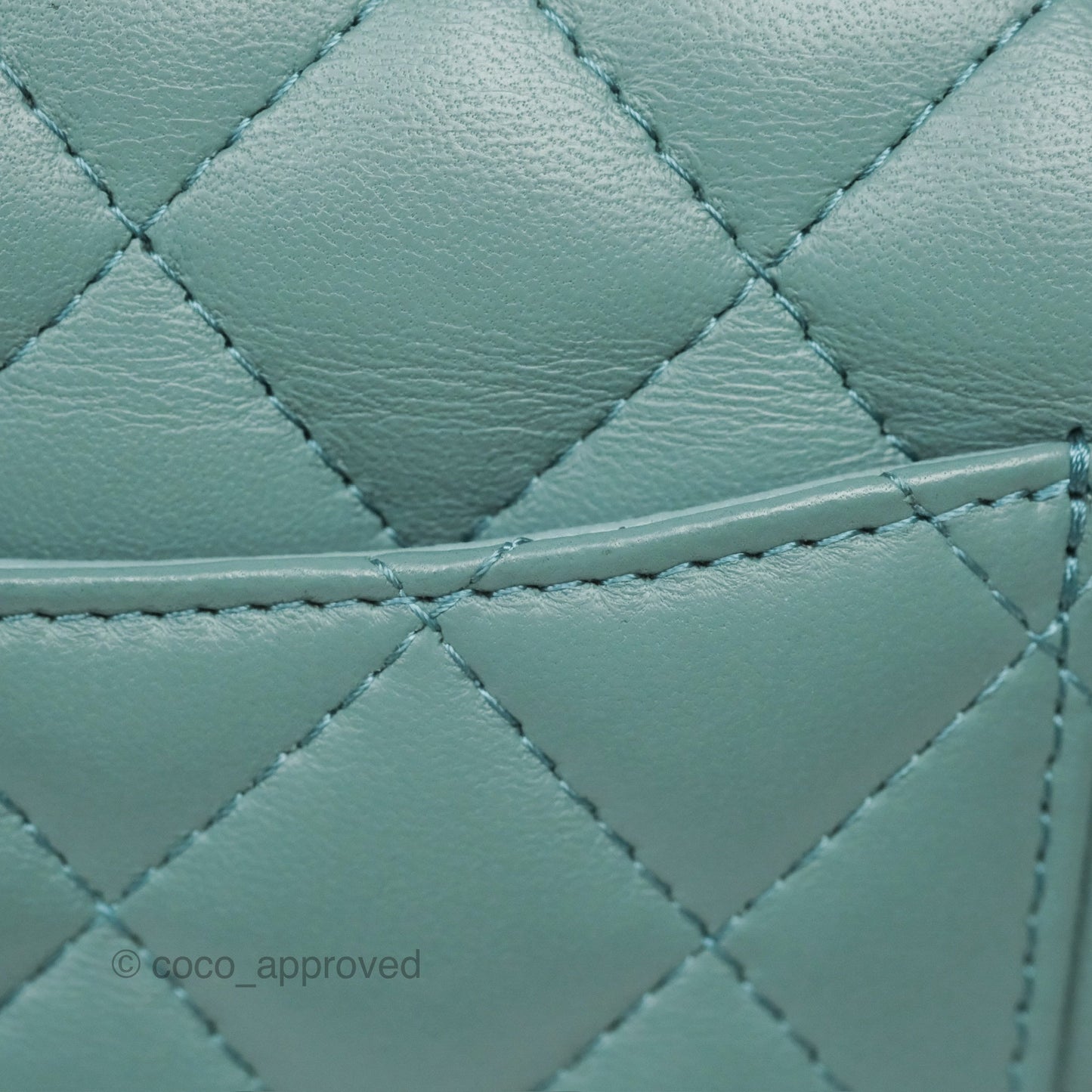 Chanel Quilted Mini Rectangular Flap Turquoise Blue Lambskin Gold Hardware