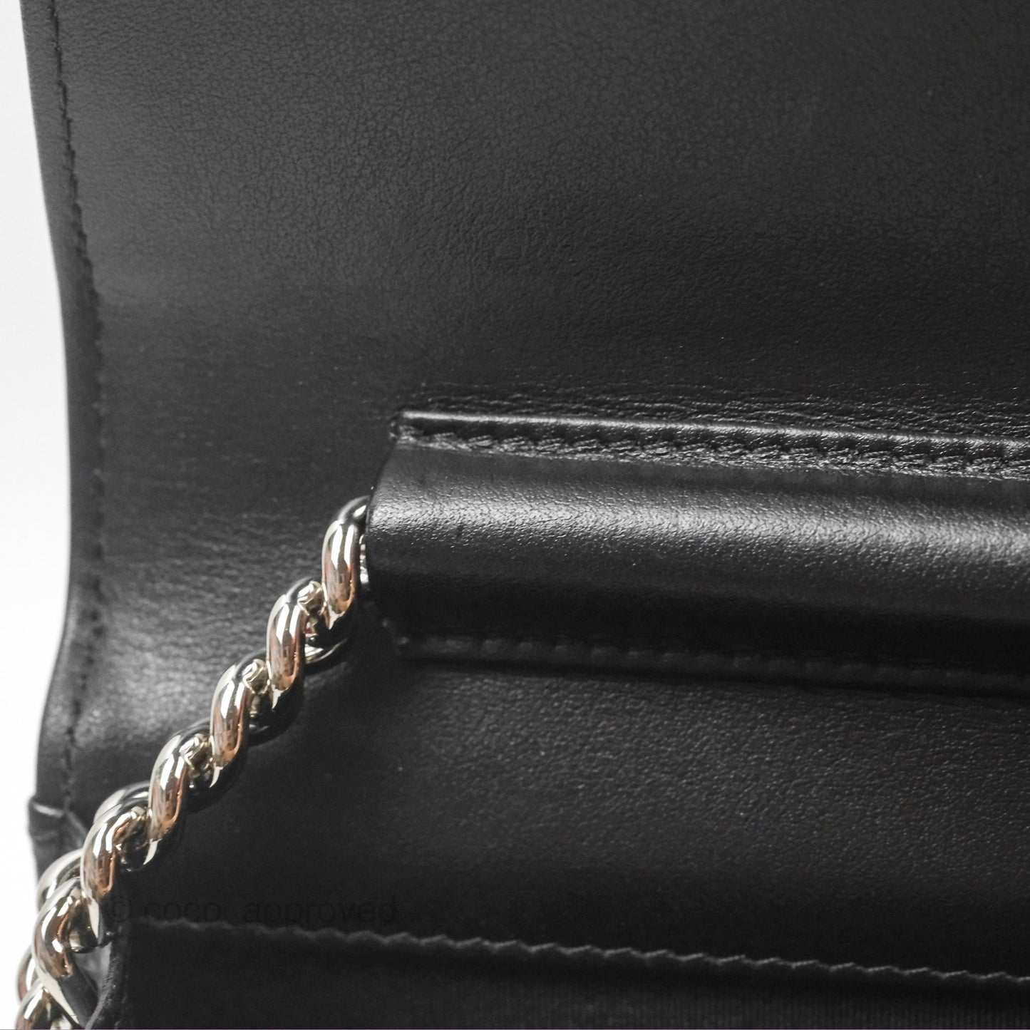 Chanel Chevron Boy Wallet on Chain WOC Black Caviar Silver Hardware