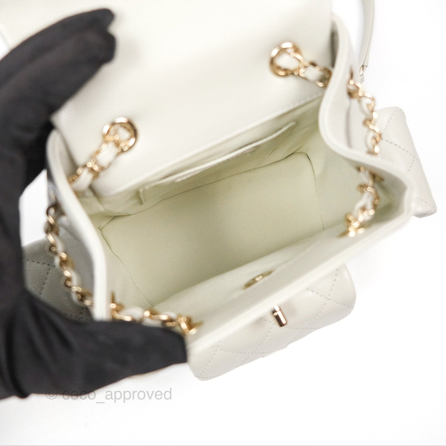 Chanel Small Duma Backpack Caviar Pale Grey Gold Hardware 23K