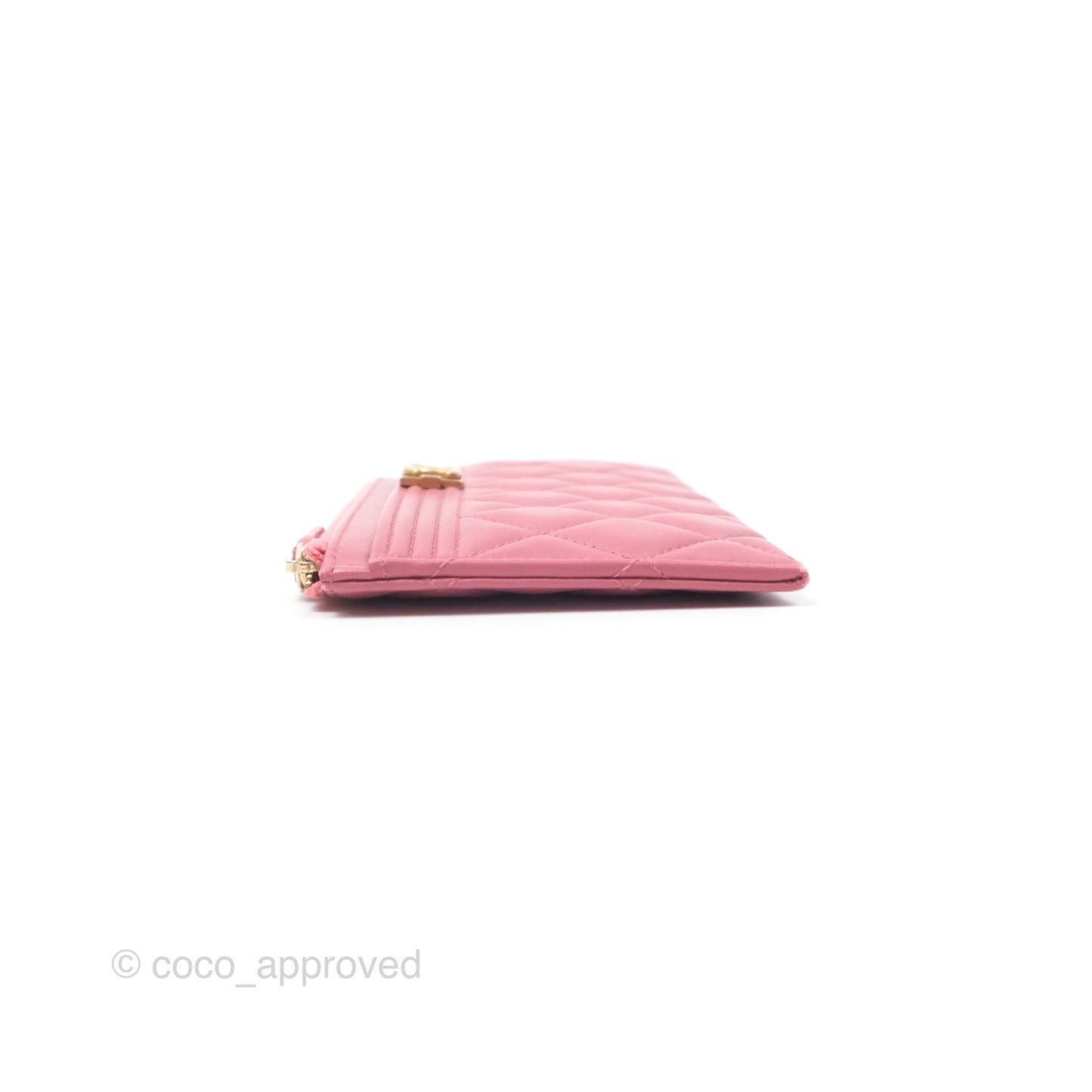 Chanel Boy Long Pouch Wallet Dusty Pink Lambskin Aged Gold Hardware