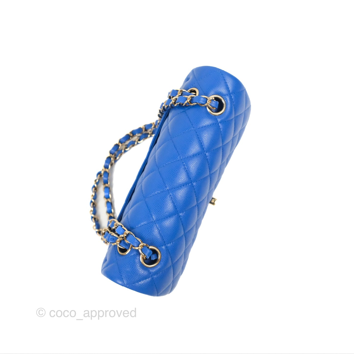 Chanel Small Classic Quilted Flap Blue Caviar Gold Hardware
