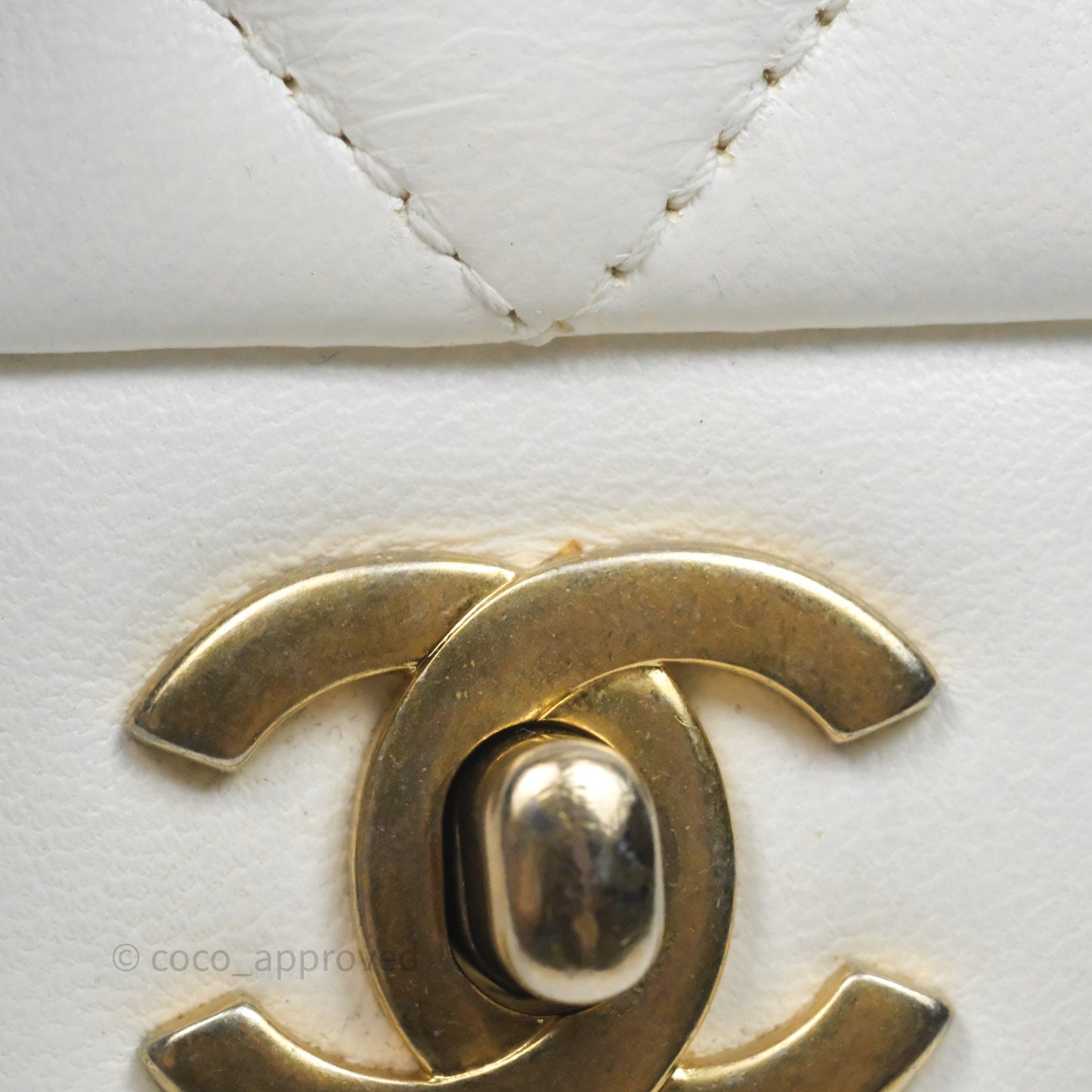 Chanel Mini Rectangular Pearl Crush Quilted White Lambskin Aged Gold Hardware