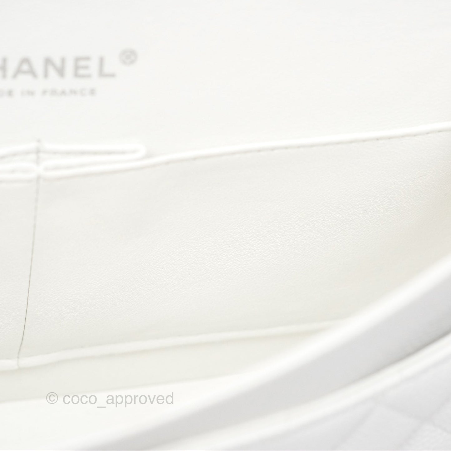 Chanel Classic M/L Medium Flap Quilted White Caviar Silver Hardware