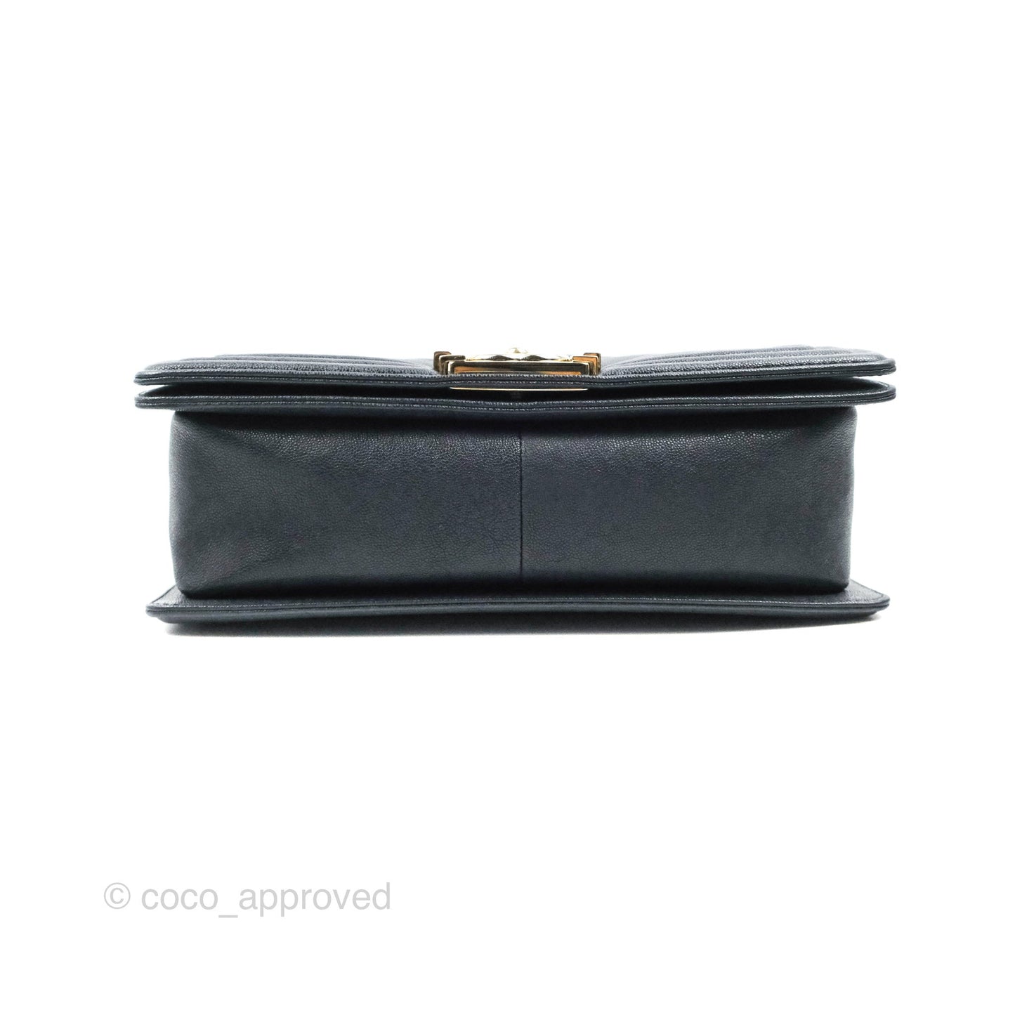 Chanel Chevron Medium Boy Dark Navy Caviar Gold Hardware
