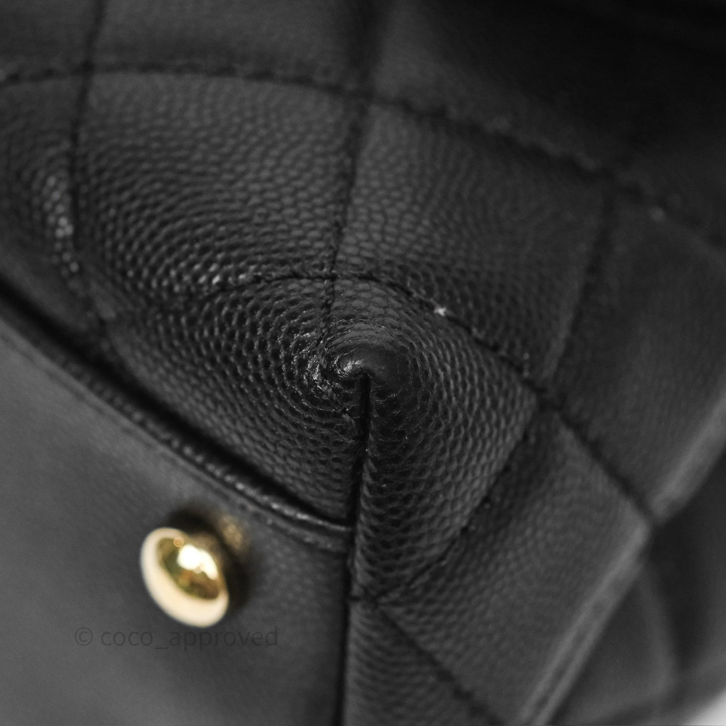Chanel Small Coco Handle Quilted Black Caviar Gold Hardware Lizard Handle