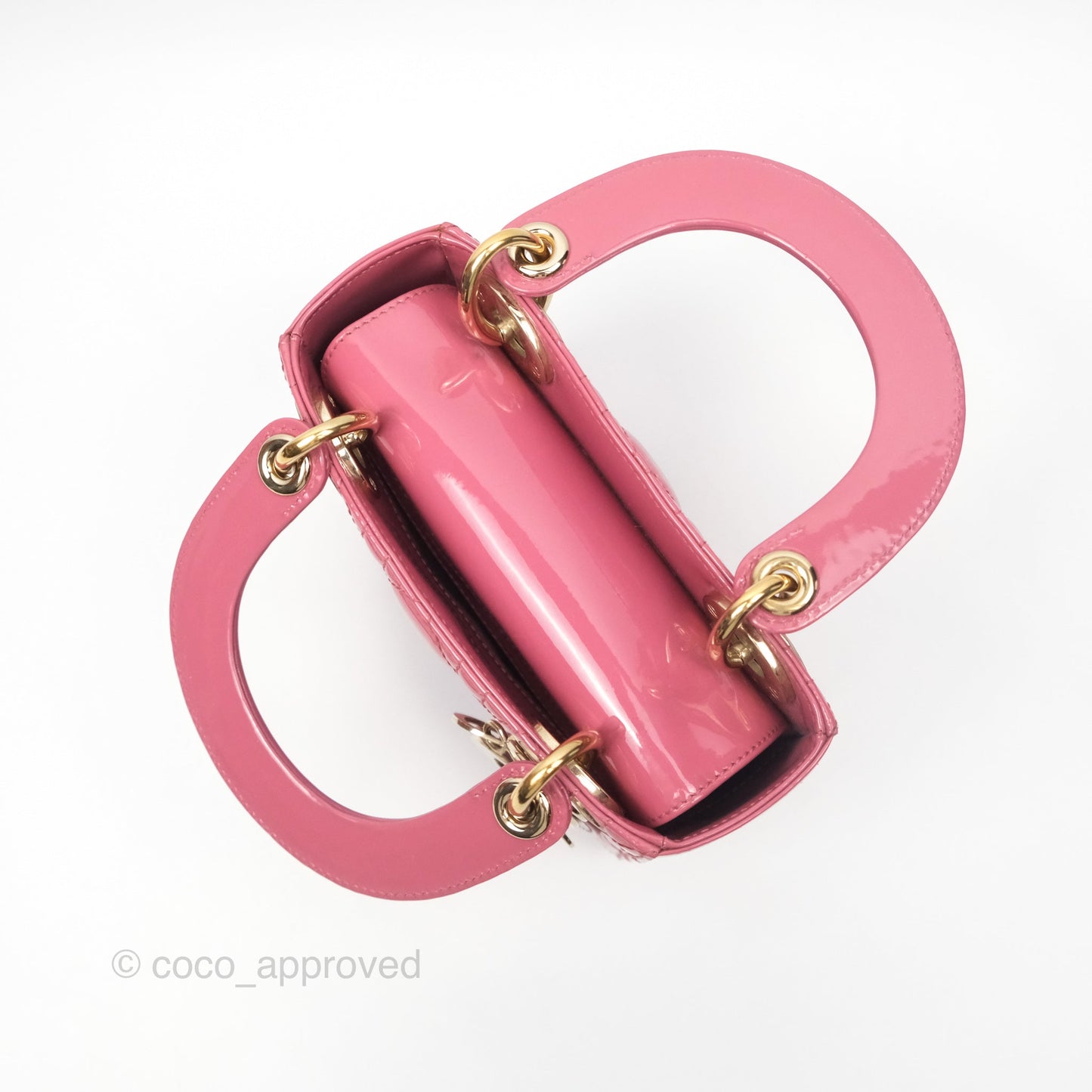 Christian Dior Mini Lady Dior Dusty Pink Patent Gold Hardware