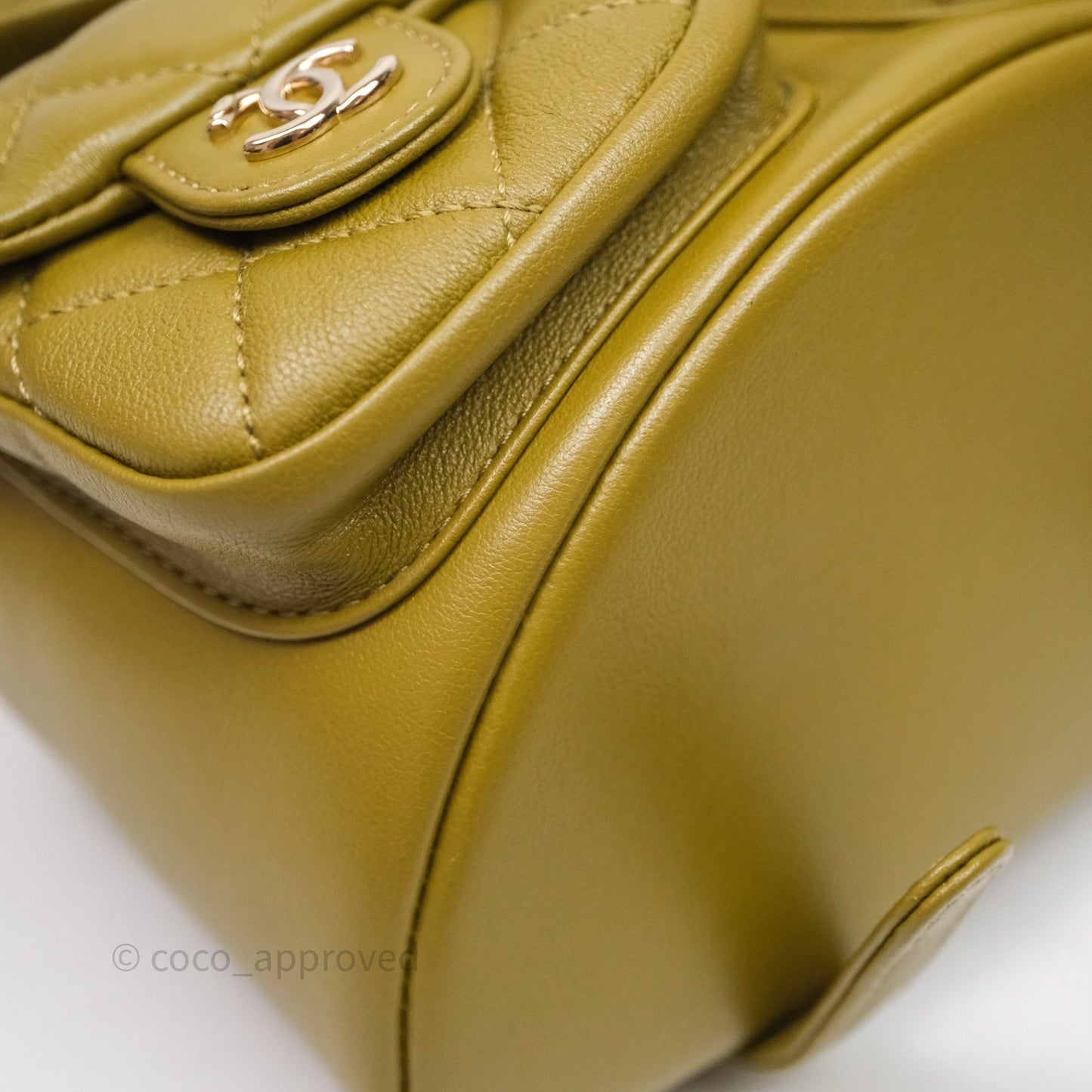 Chanel Mini Duma Backpack Olive Green Calfskin Gold Hardware