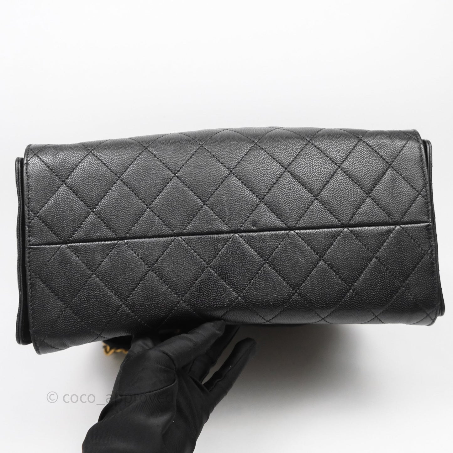 Chanel 25 Medium Black Caviar Aged Gold Hardware