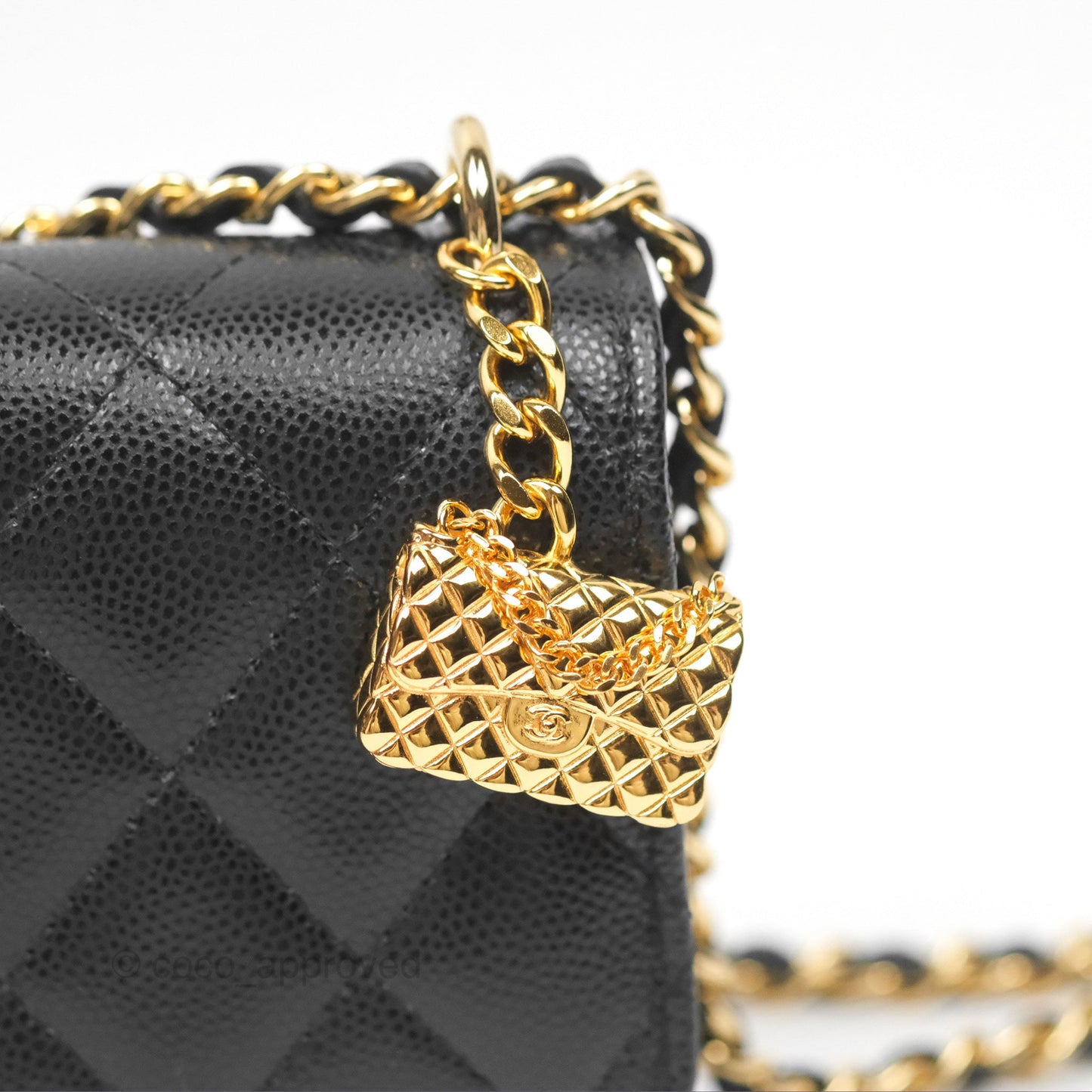 Chanel Mini WOC Bag Charm Black Caviar Gold Hardware